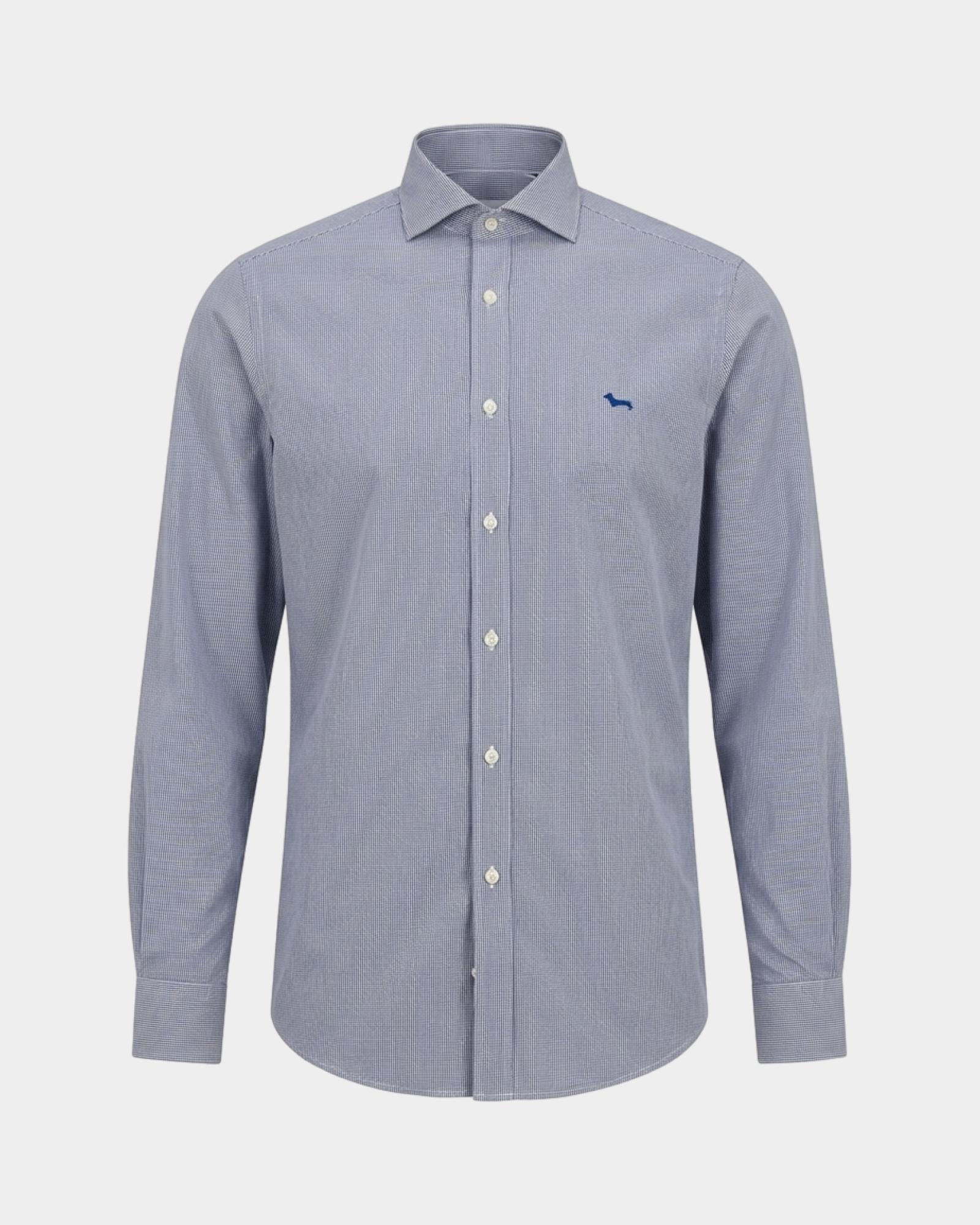 Camisa de hombre Micro Vichy te&ntilde;ido en hilo de corte ce&ntilde;ido, BLUETTE, large