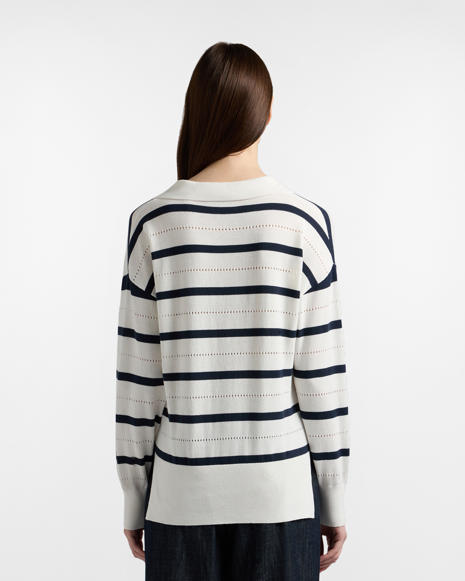  Harmont&blaine Harmont&blaine - Gestreifter Pullover Mit Lochmuster, Frau, Weiß, Größe: Xxs 