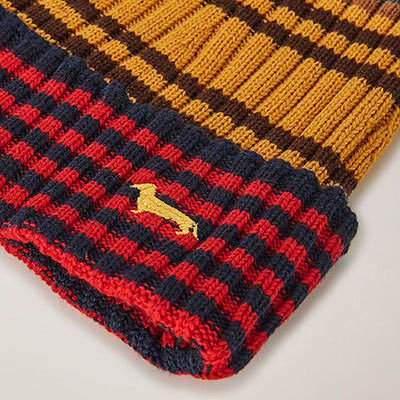 Ribbed Short Beanie With Multicolored Stripes