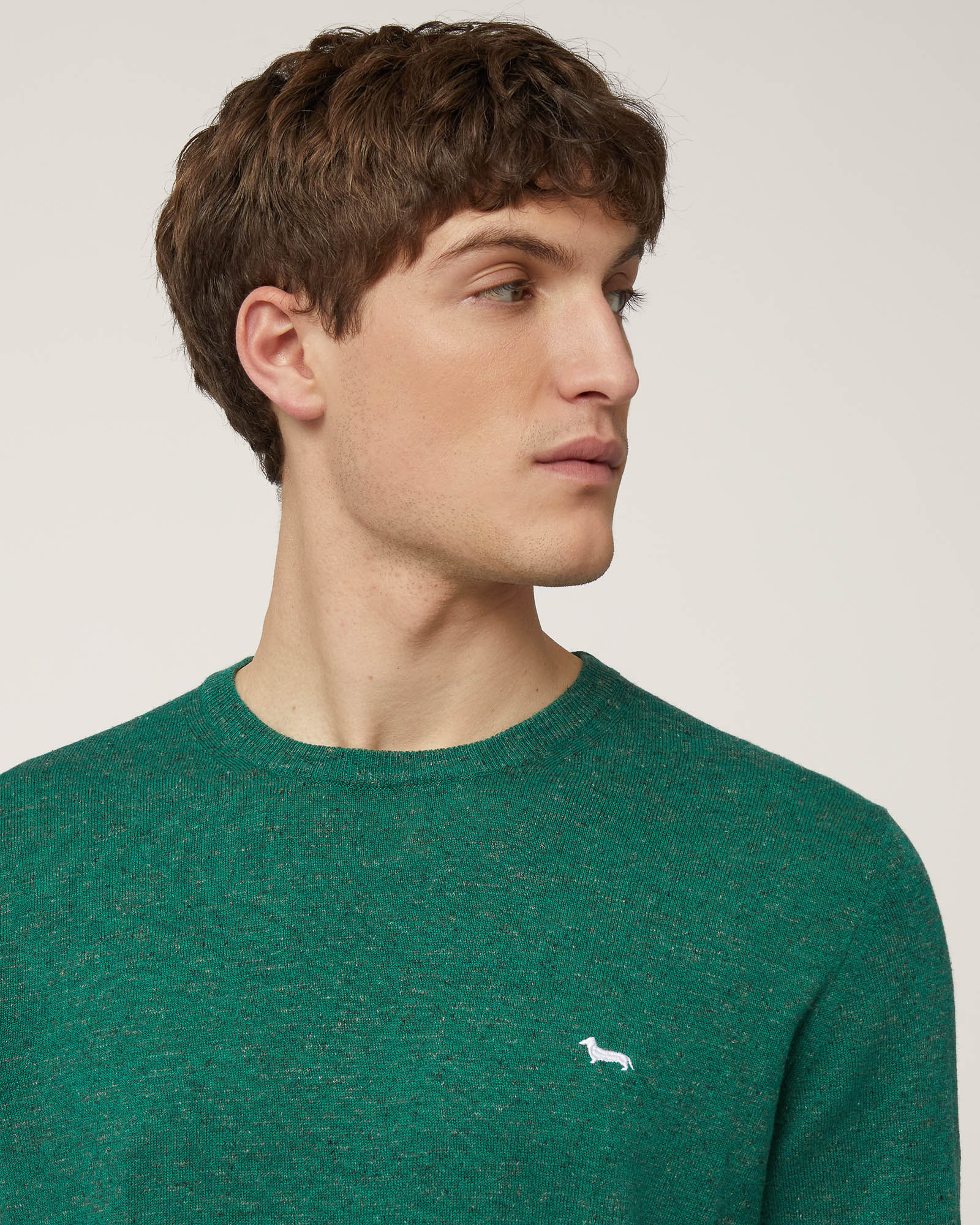 Tweed Crew-Neck Pullover, Grass Green, large image number 2