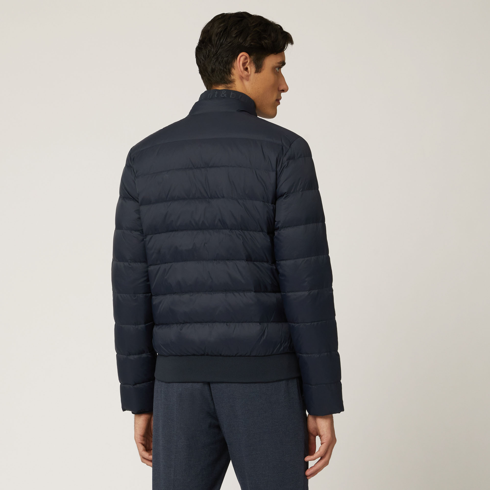Bomber Con Fondo In Costina Elastica, Blu Navy, large image number 1