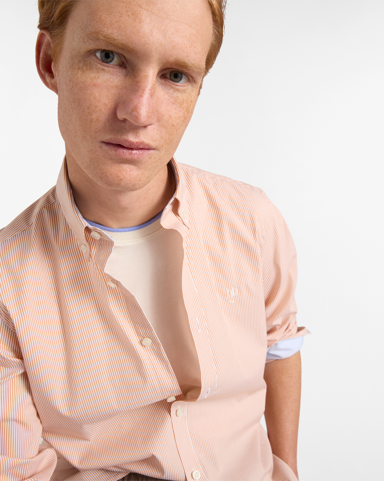 Camicia Uomo a Righe Narrow Fit, Arancio, large image number 2