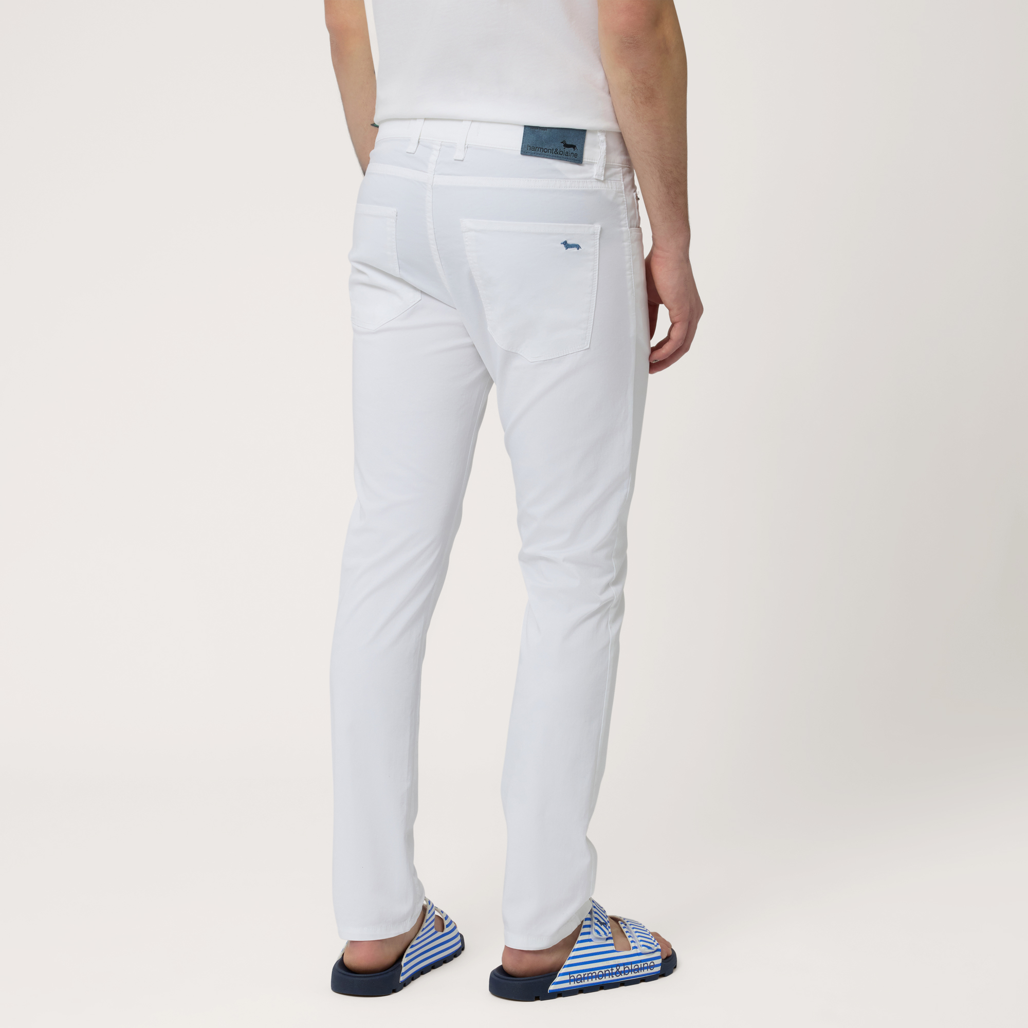 Pantalones slim de mezcla de algodón, Blanco, large image number 1