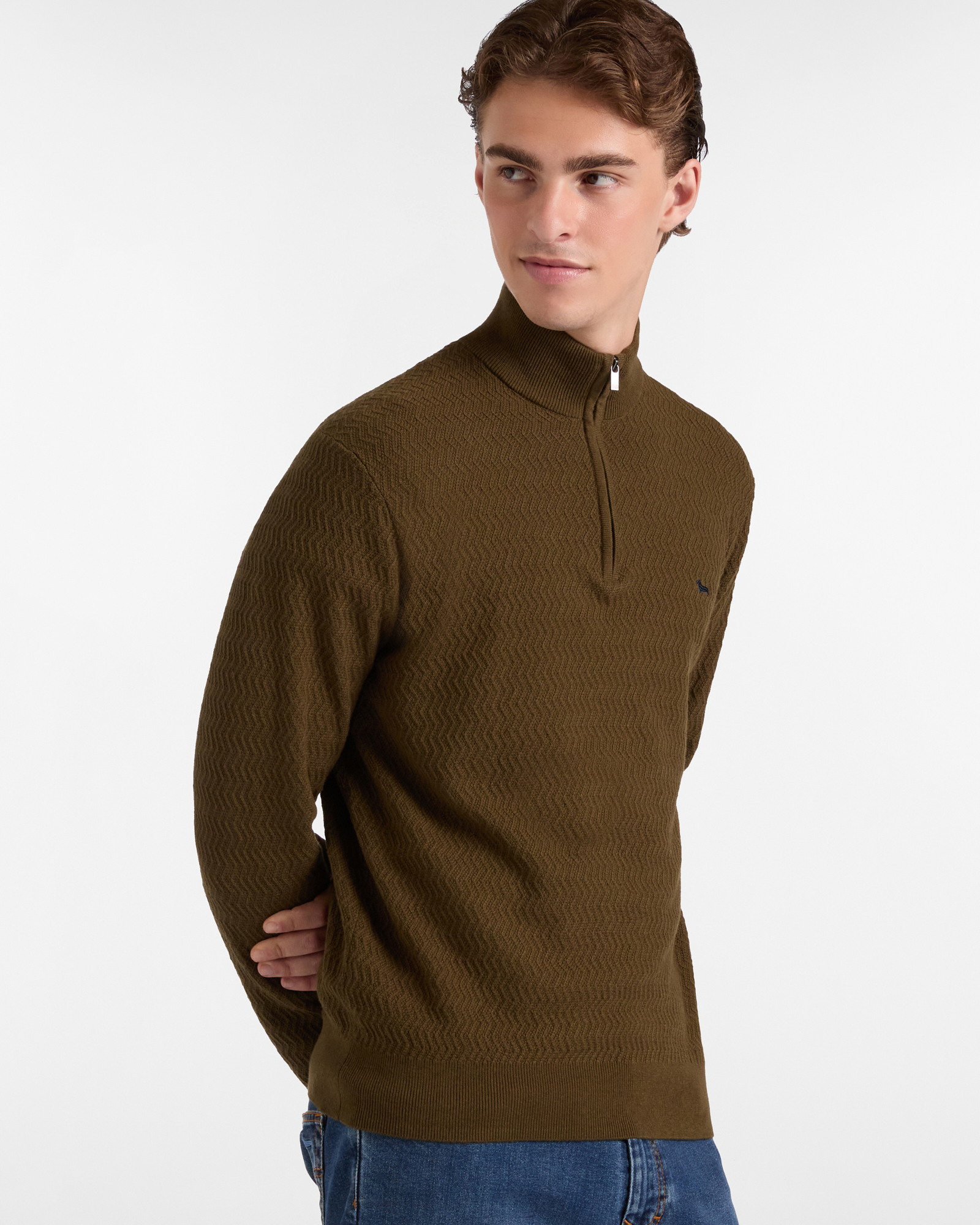 Pullover Half Zip con Tejido 3D