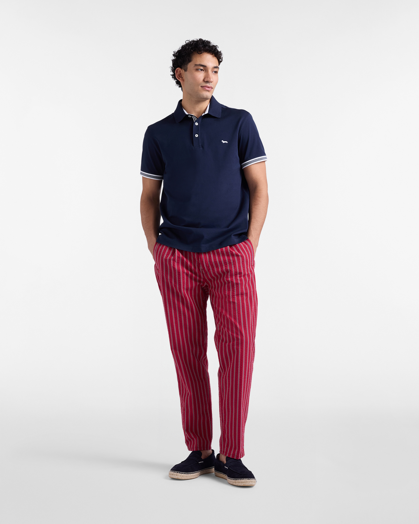 Men's striped cotton chino pants, Red, large image number 3