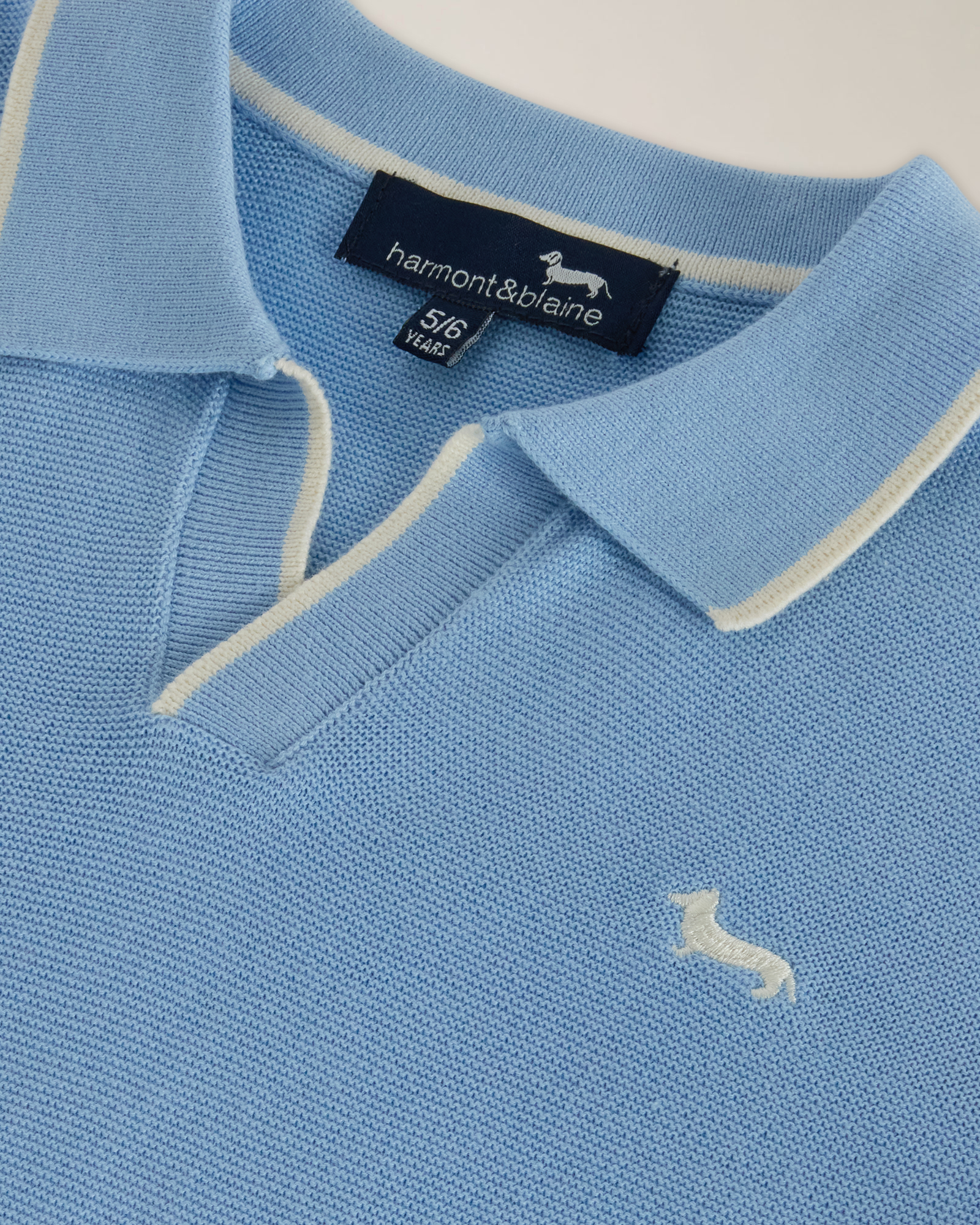 Maglia polo manica corta con ricamo logo, Cielo, large image number 2