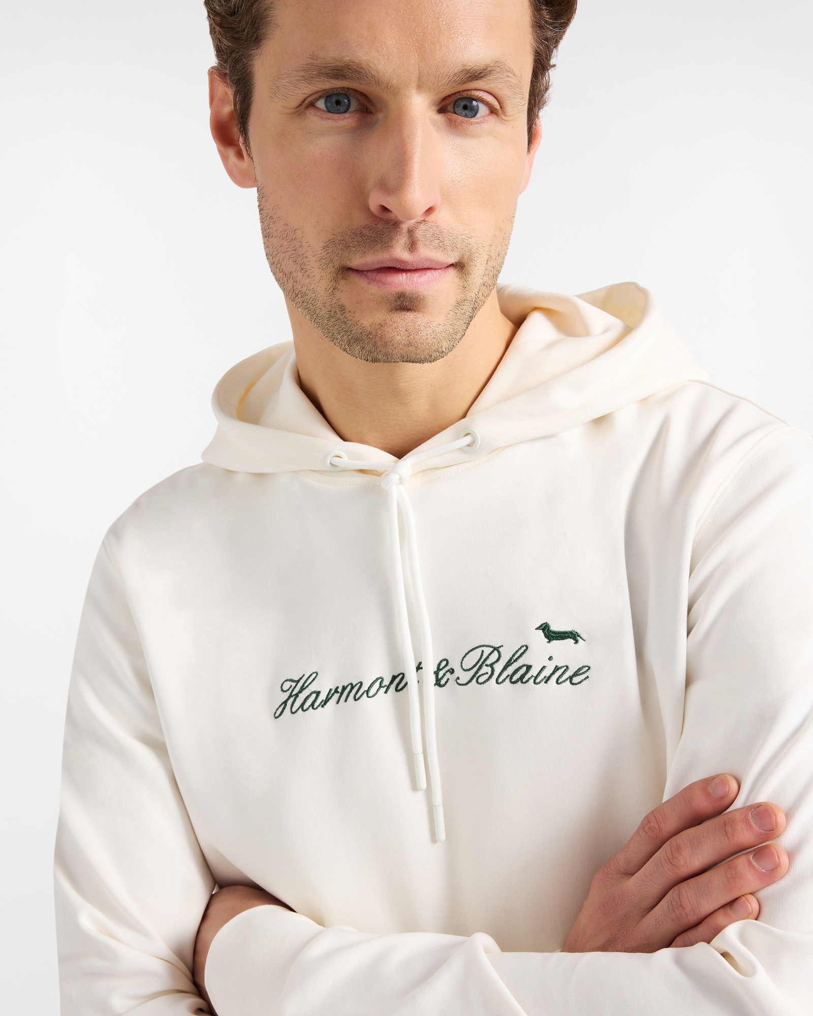 Hoodie with embroidered logo, White, large image number 2
