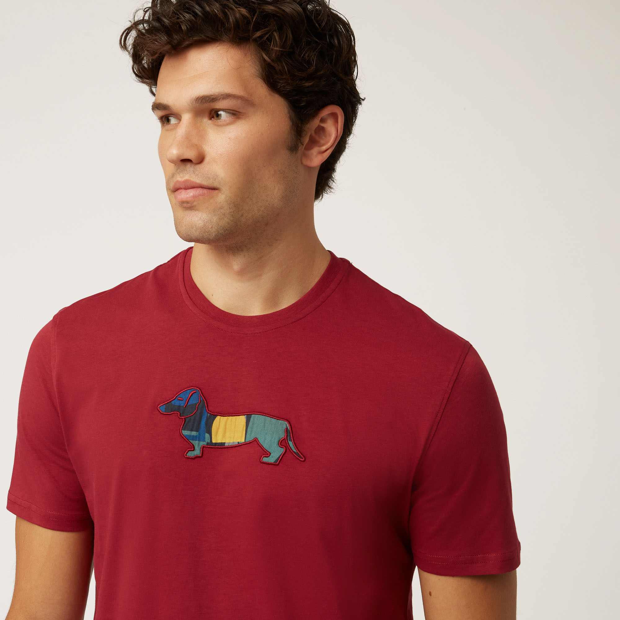 T-Shirt In Cotone Con Bassotto Multicolor, Porpora, large image number 2