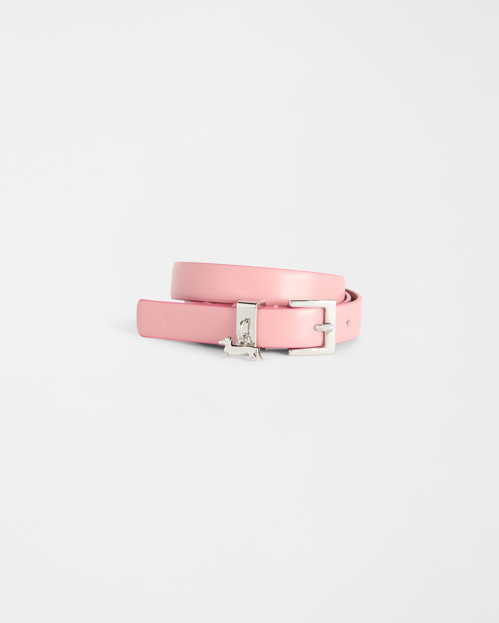 Leather belt with dachshund charm, Red, large