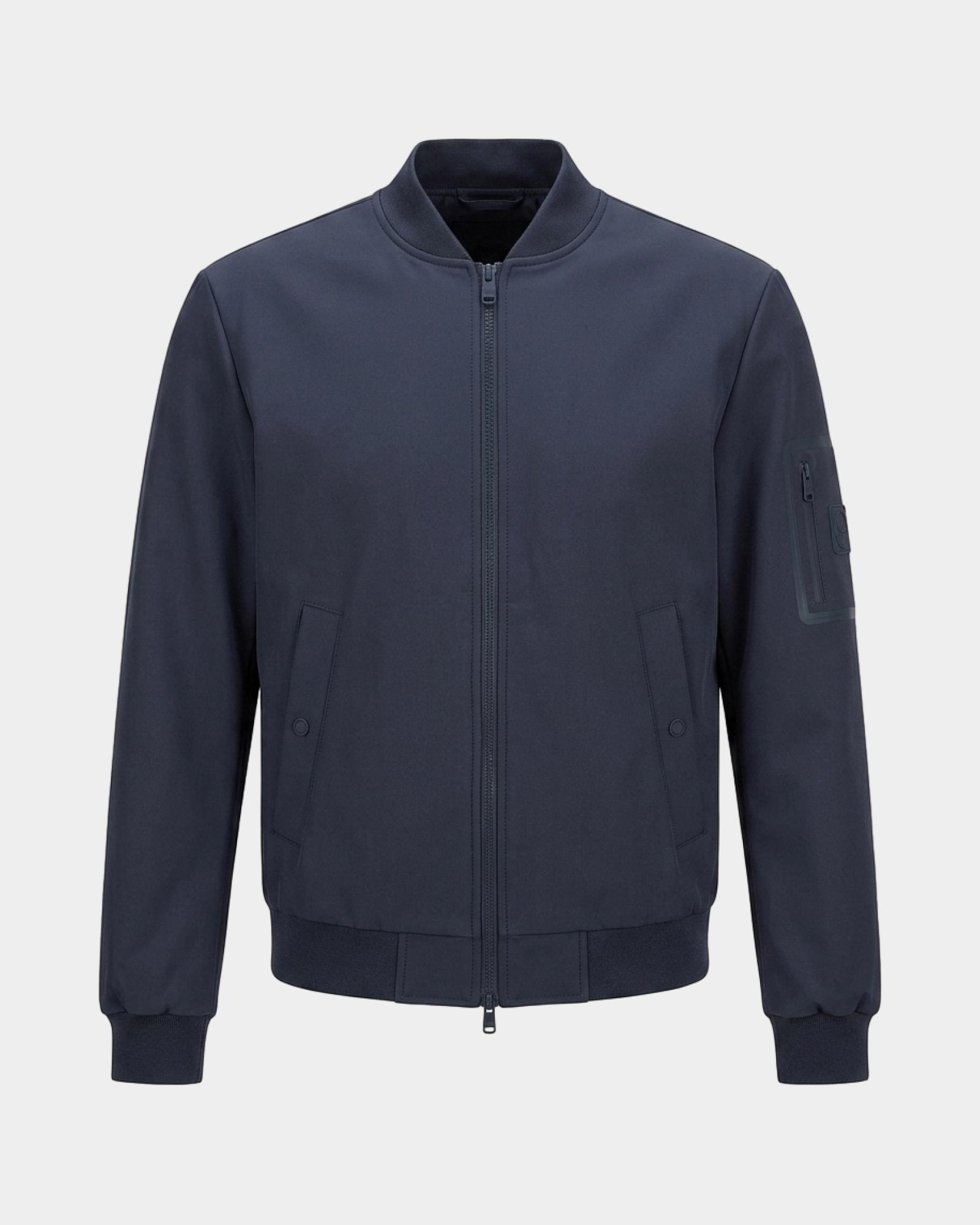 Herrenjacke aus Softshell in mit Rippstrickverzierung, MARINEBLAU, large