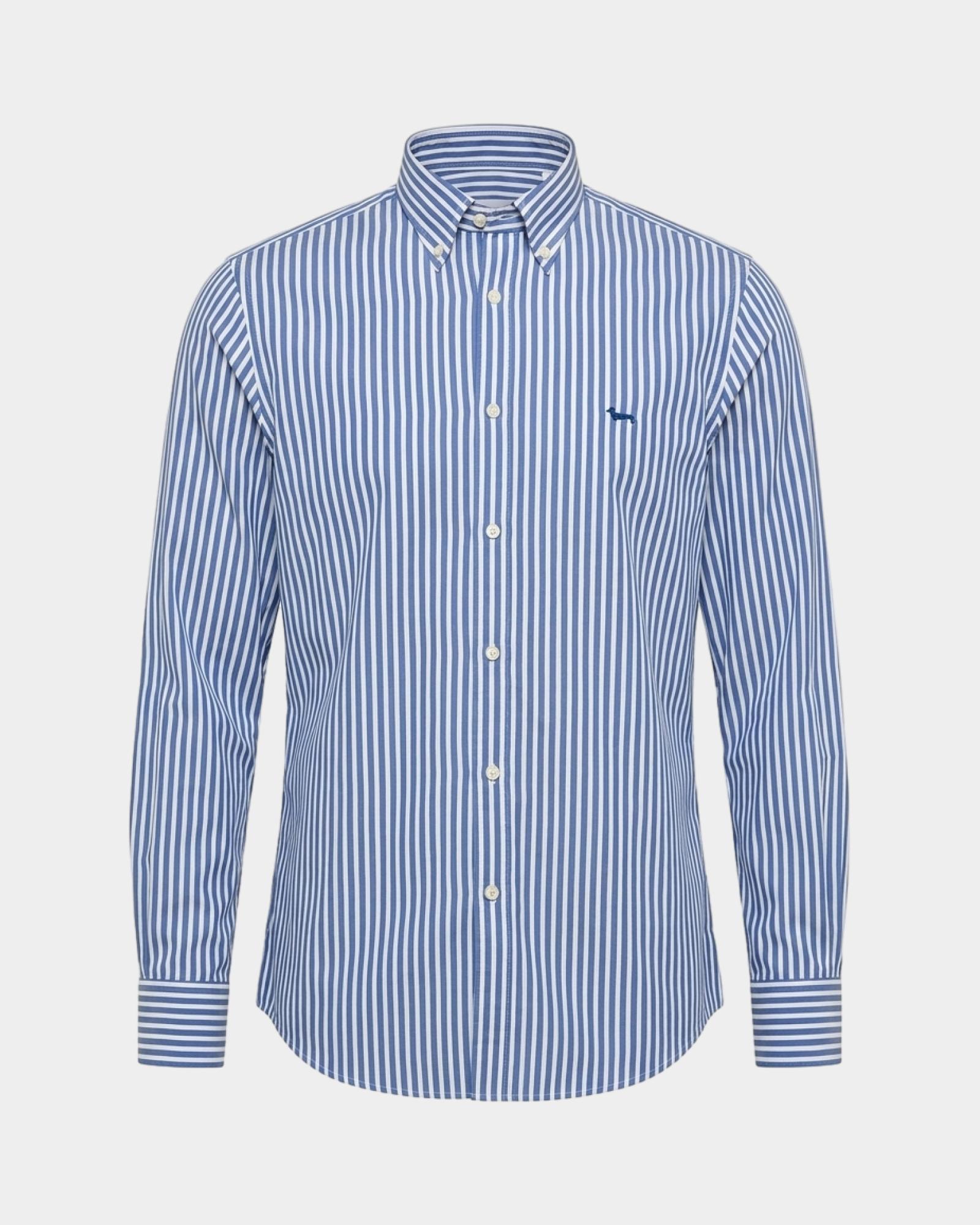 Men's regular-fit turquoise twill shirt with satin stripe, SPORT BLUE, large