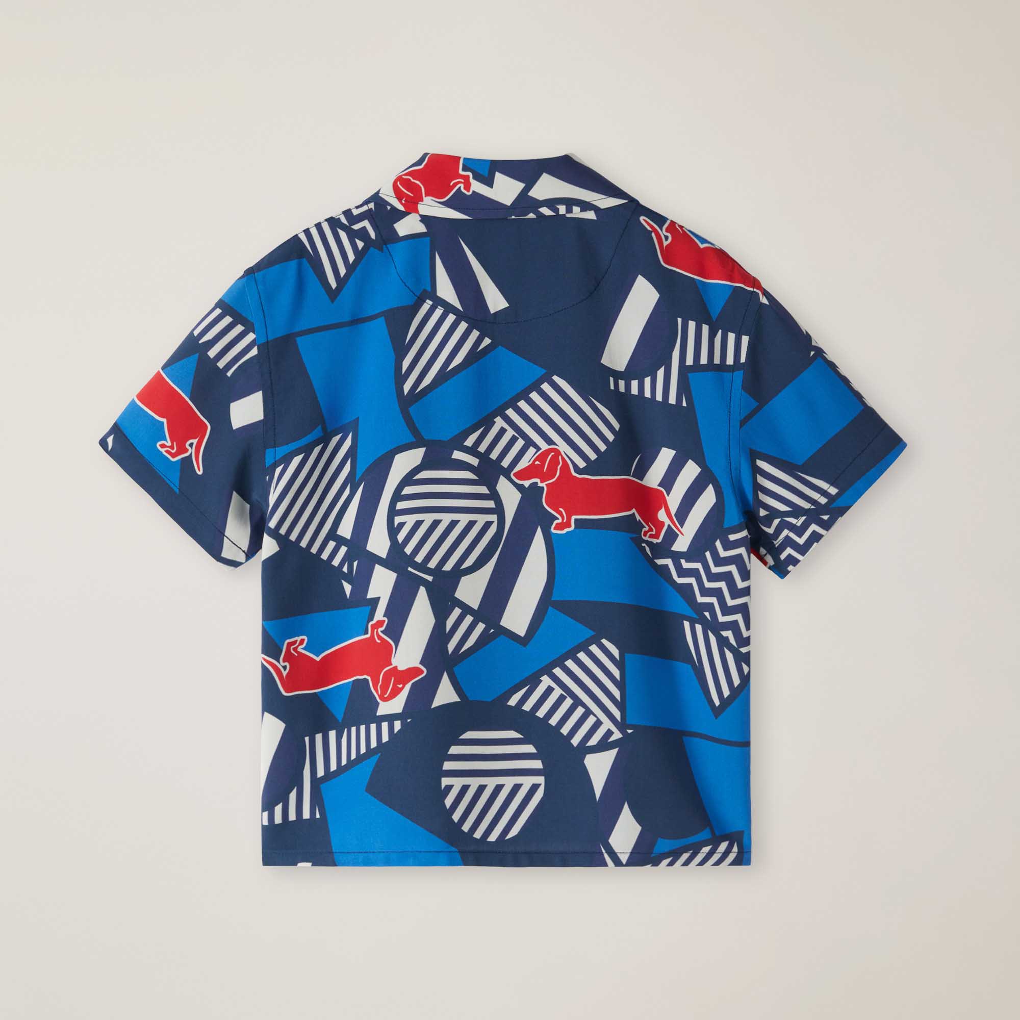 Camisa bowling con estampado geométrico, Azul claro, large image number 1