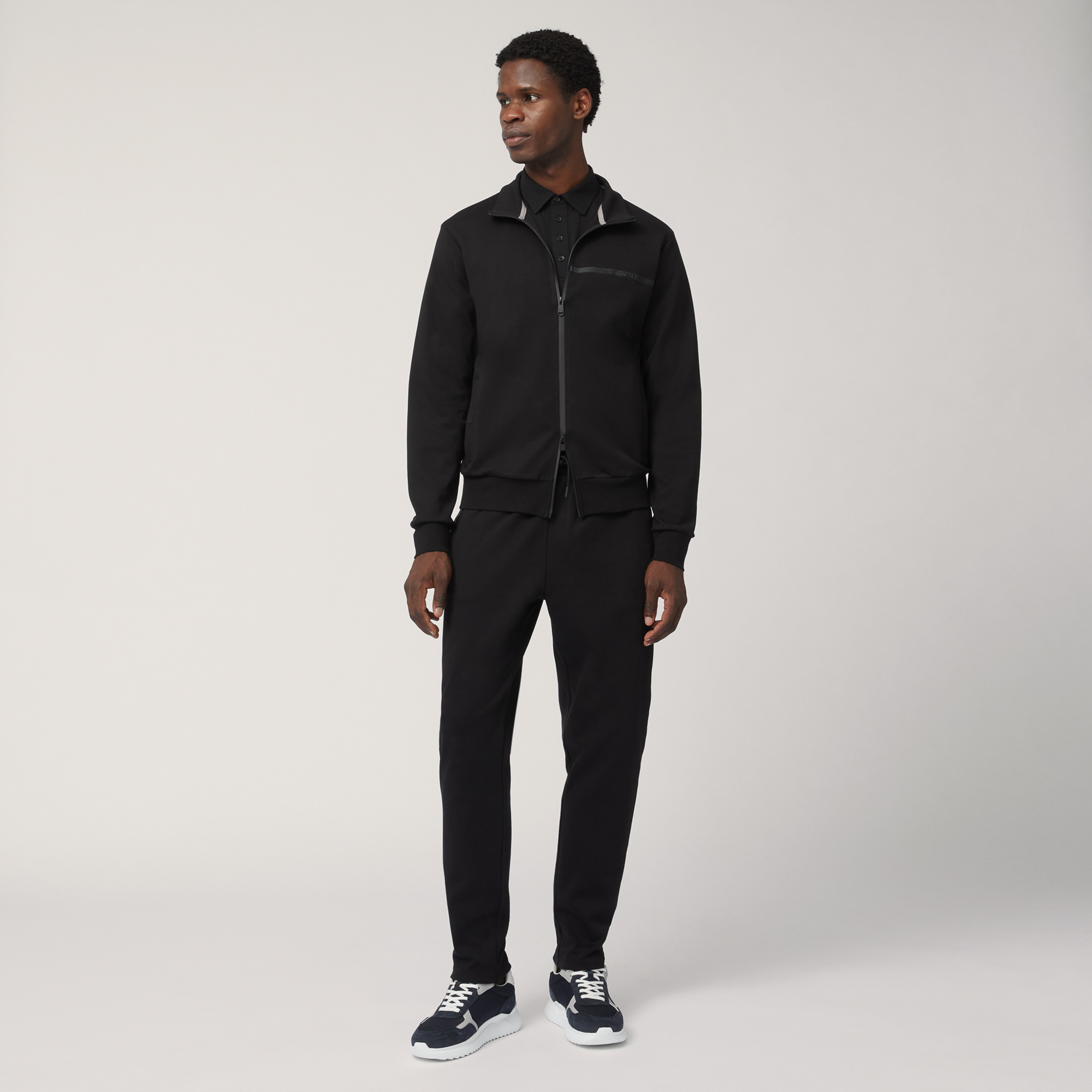 Cotton Full-Zip Sweatshirt with Heat-Sealed Details, Black, large image number 3
