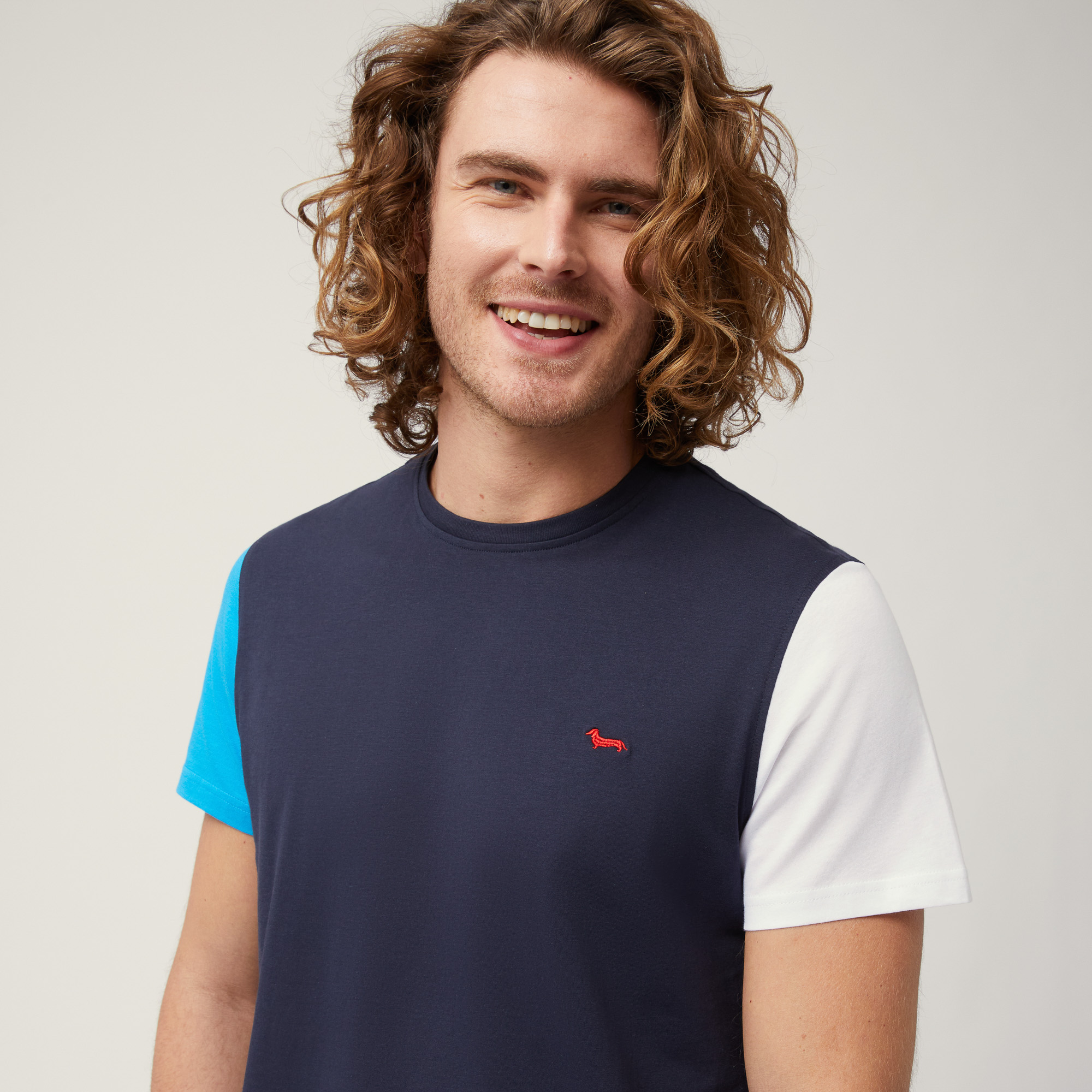 T-Shirt aus Baumwolle mit Colorblocking-Effekt, Blau, large image number 2
