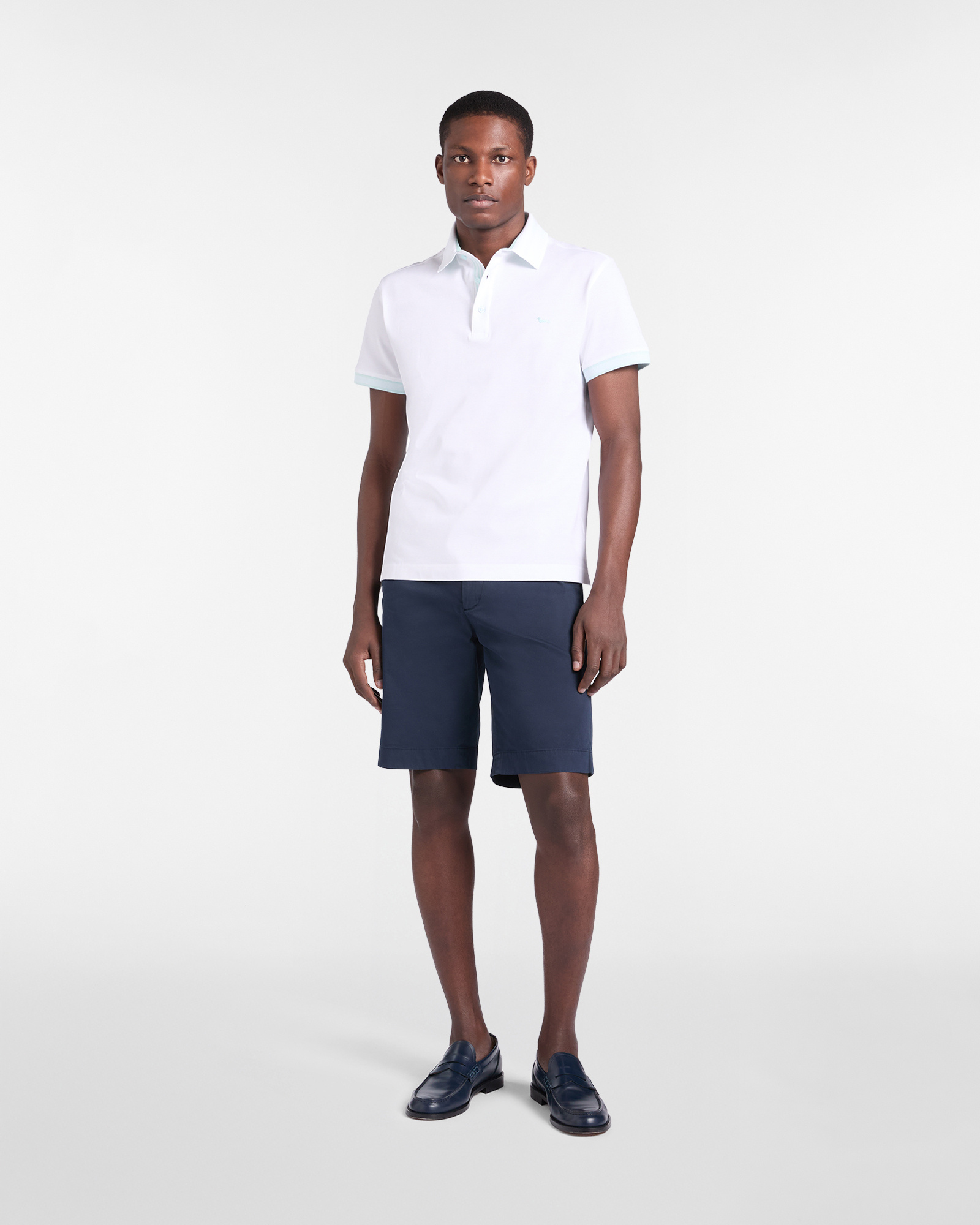 Men's polo shirt with striped hems in piqu&eacute;, White, large image number 3
