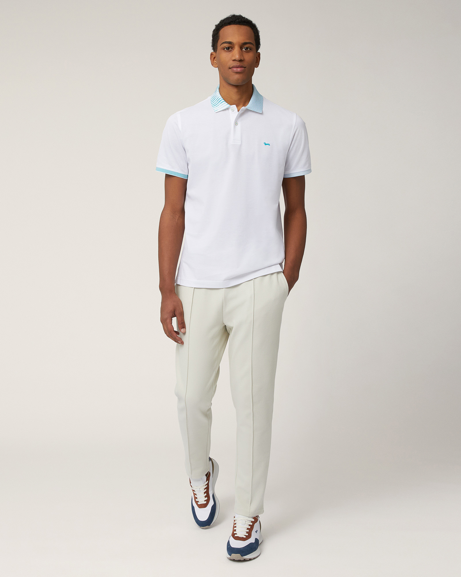 Cotton Polo with Double Print, White, large image number 3