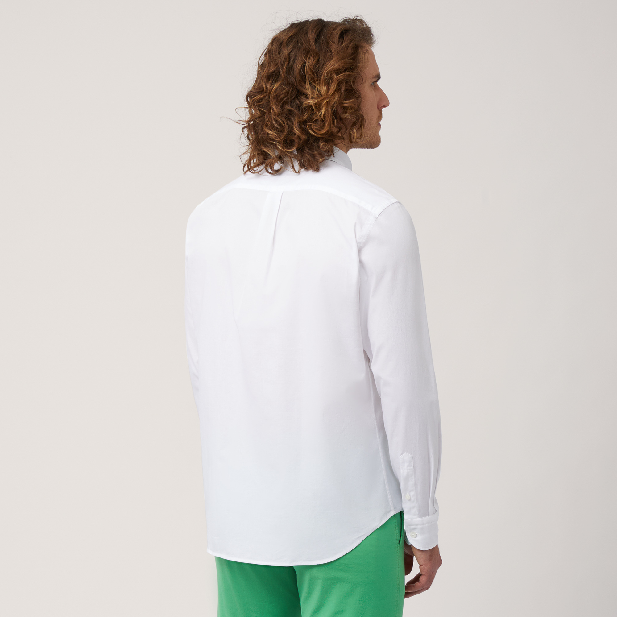Camicia In Cotone Con Interni A Contrasto, Bianco, large image number 1