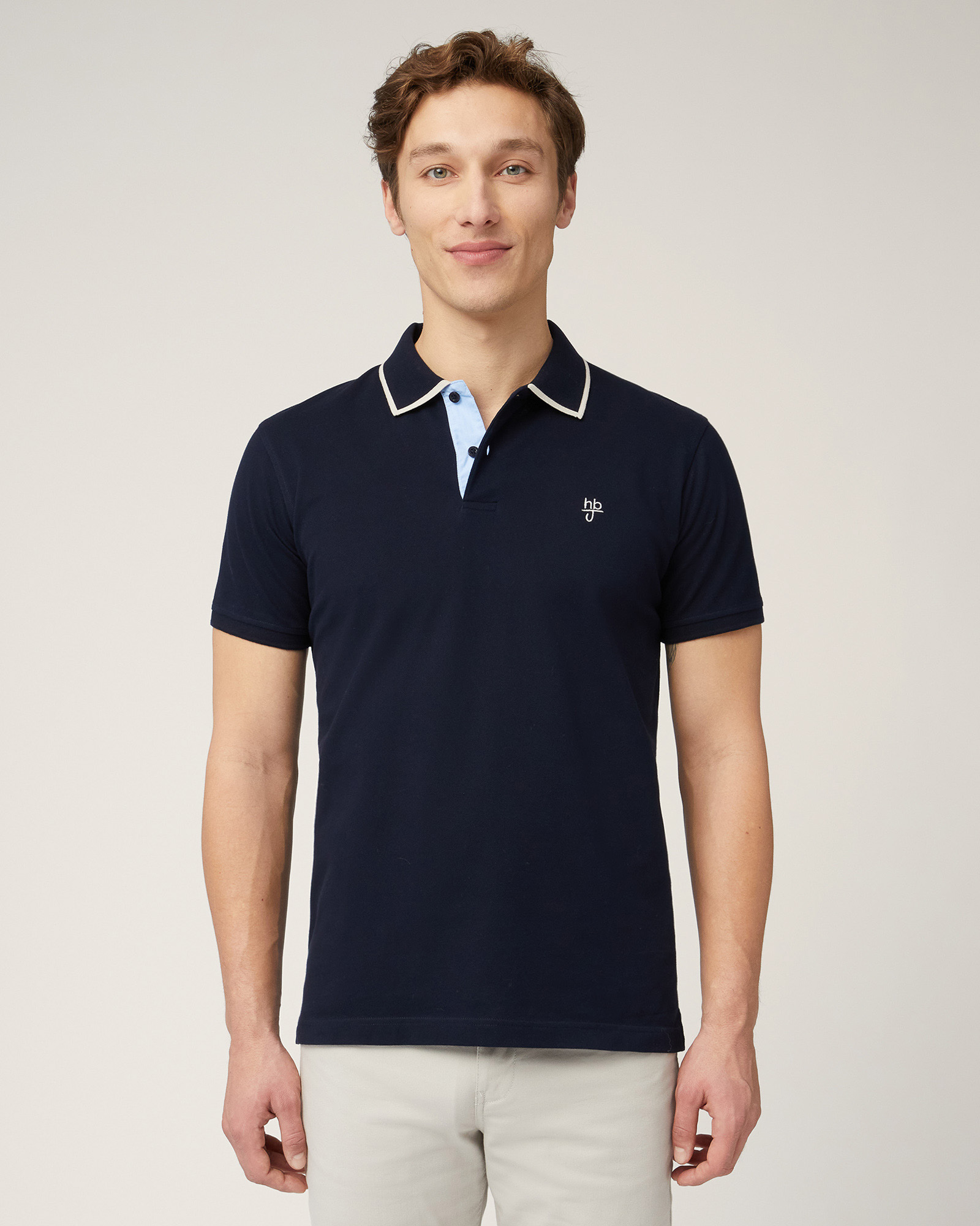 Polo with Contrasts, Dark Blue, large