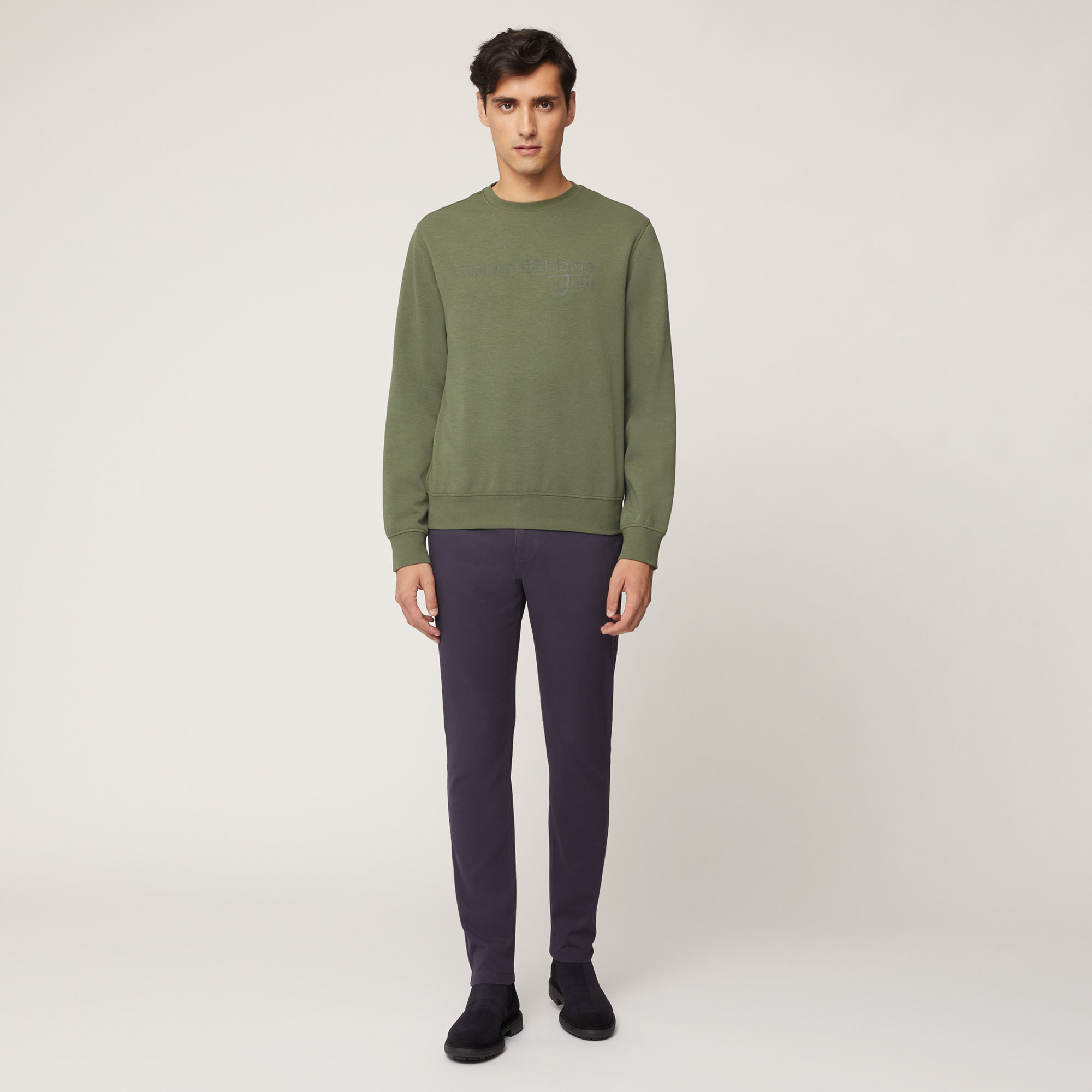 Felpa Girocollo Con Lettering, Verde Petrolio, large image number 3