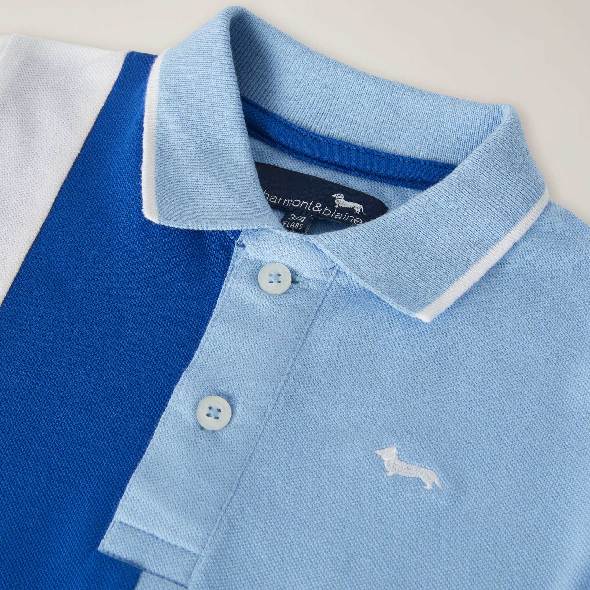 Polo with contrasting bands, PALE SKY BLUE, large image number 2