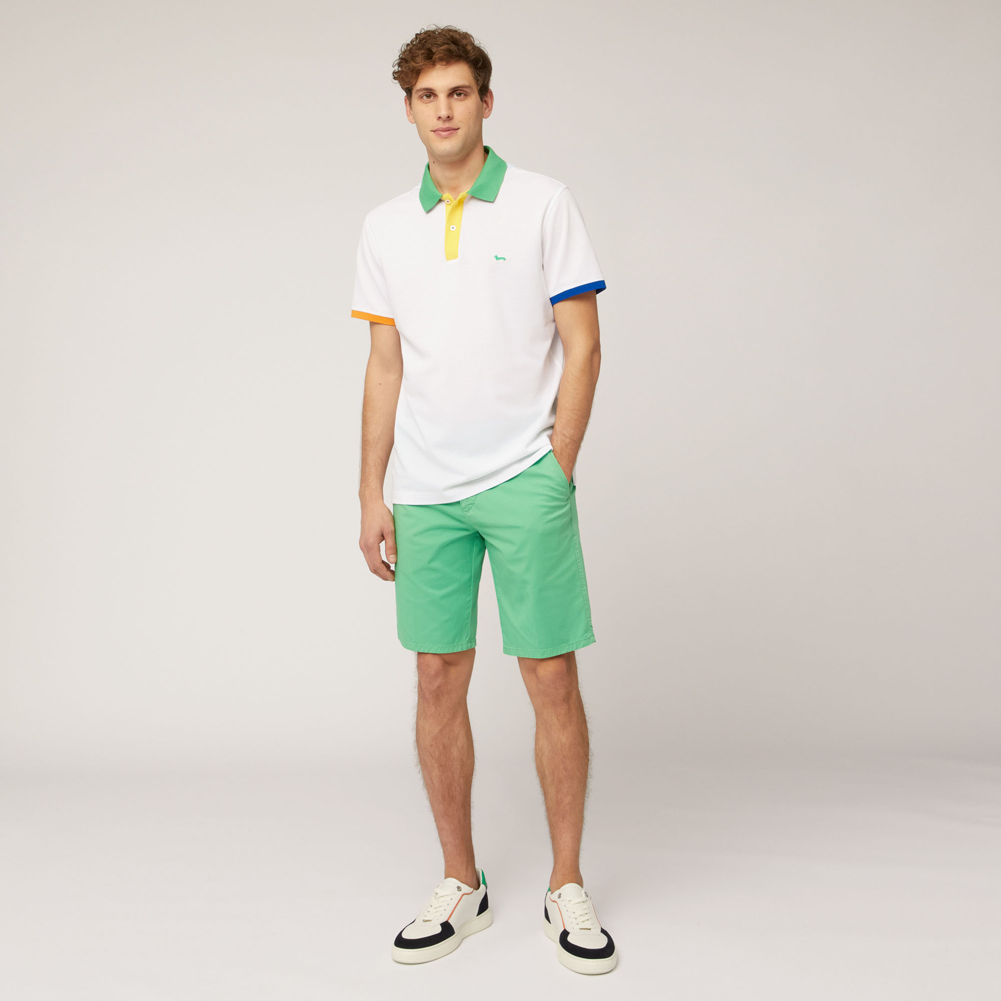 Baumwoll-Poloshirt mit Kontrastfarben, Weiß, large image number 3