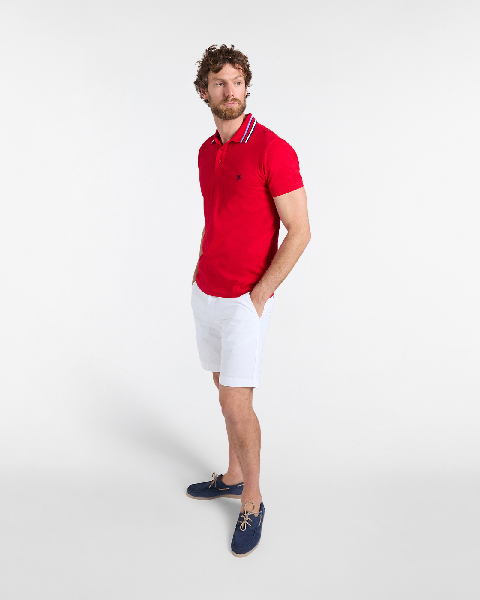 Polo uomo narrow fit con colletto a costine, Rosso, large image number 3