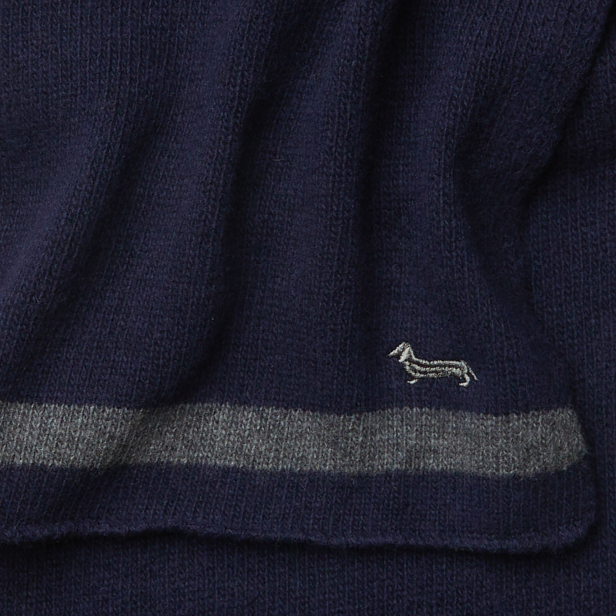 Sciarpa In Misto Cashmere Bicolor Con Bassotto, Blu Chiaro, large image number 1