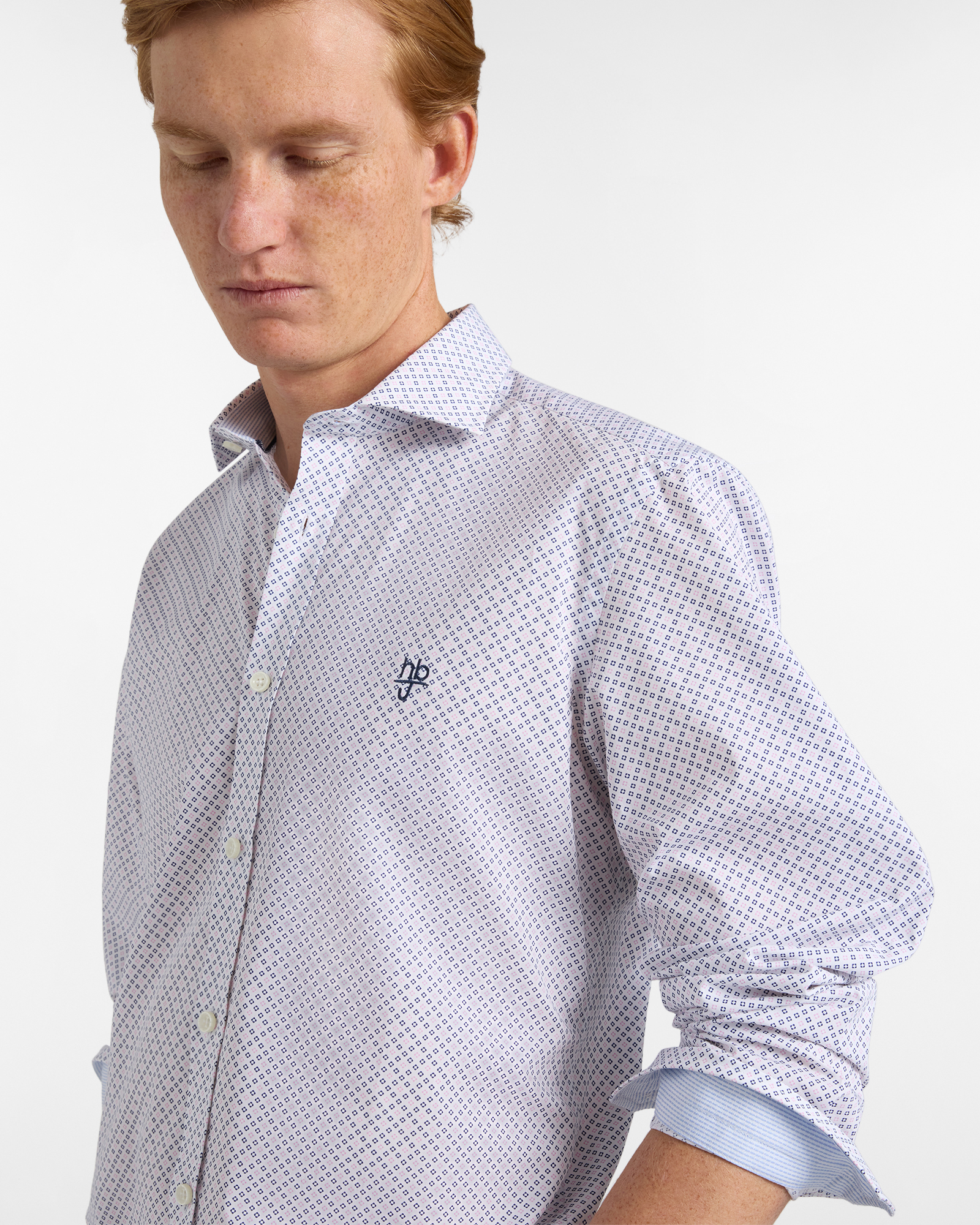 Camicia Uomo Micro Stampa Narrow Fit, Rosso, large image number 2