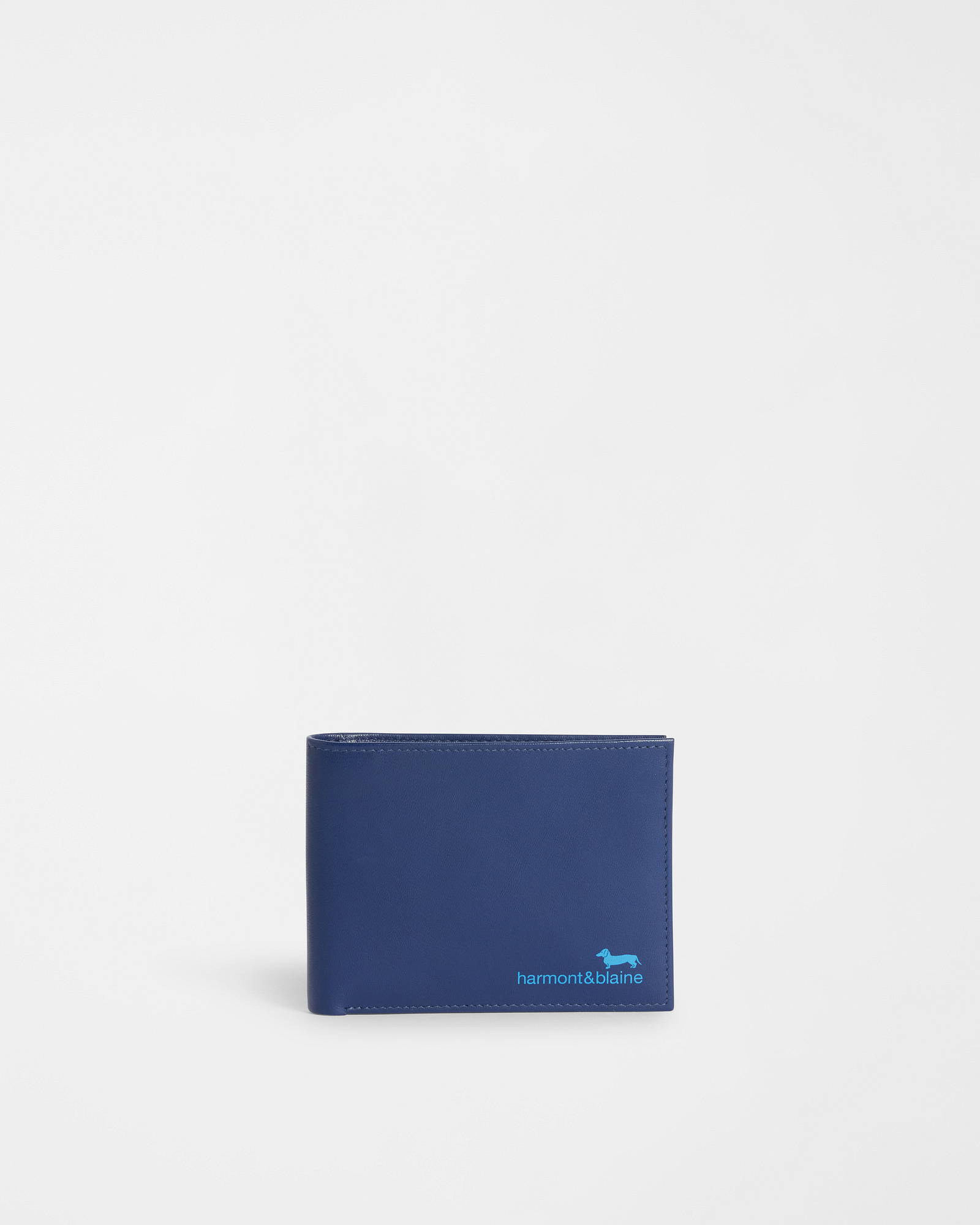 Leather Wallet with Dachshund, Navy Blue, large image number 0