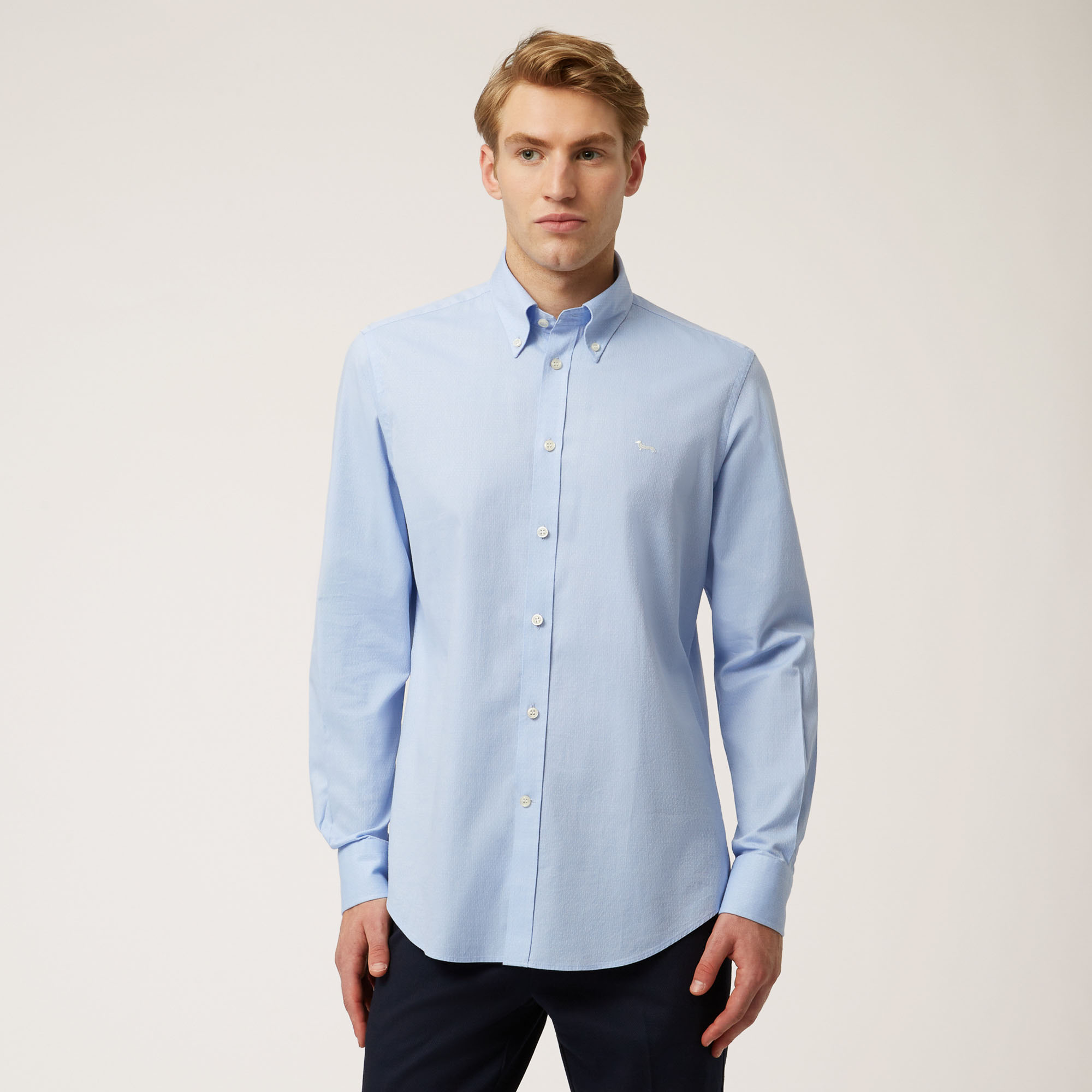 Camicia In Cotone Con Resca Al Listino, Azzurro, large image number 0