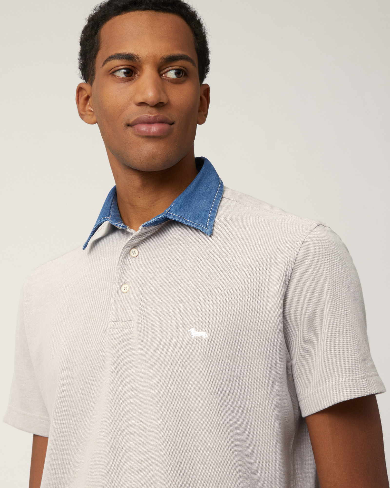 Polo Vietri Con Collo In Denim, Beige, large image number 2
