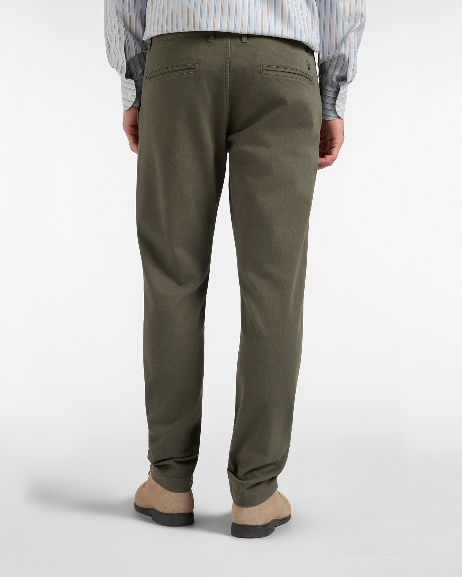 Pantalone Chino HBJ Uomo Narrow Fit in Cotone Stretch Dobby, VERDE, large