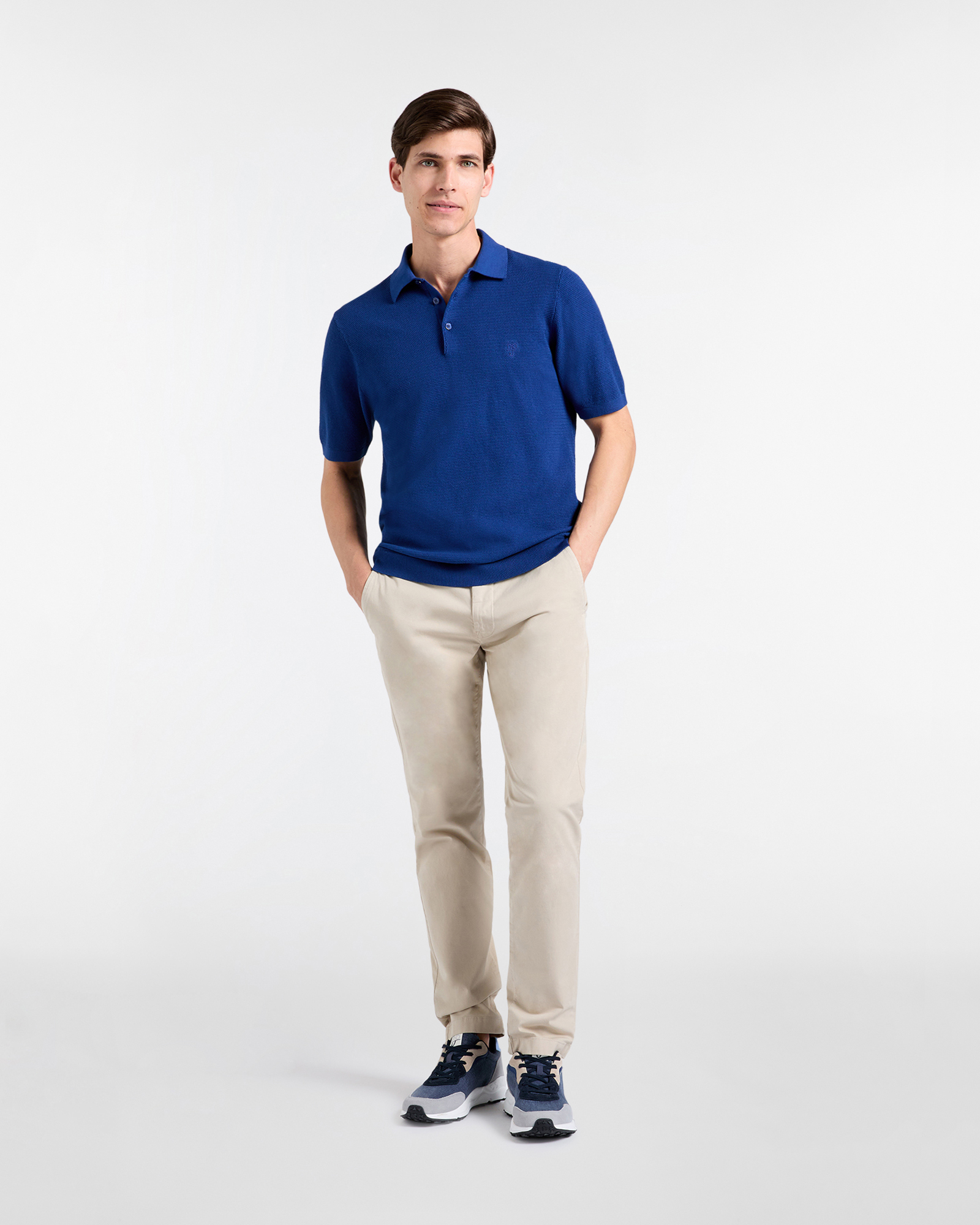 Polo Uomo in Maglia Strutturata, Blu chiaro, large image number 3