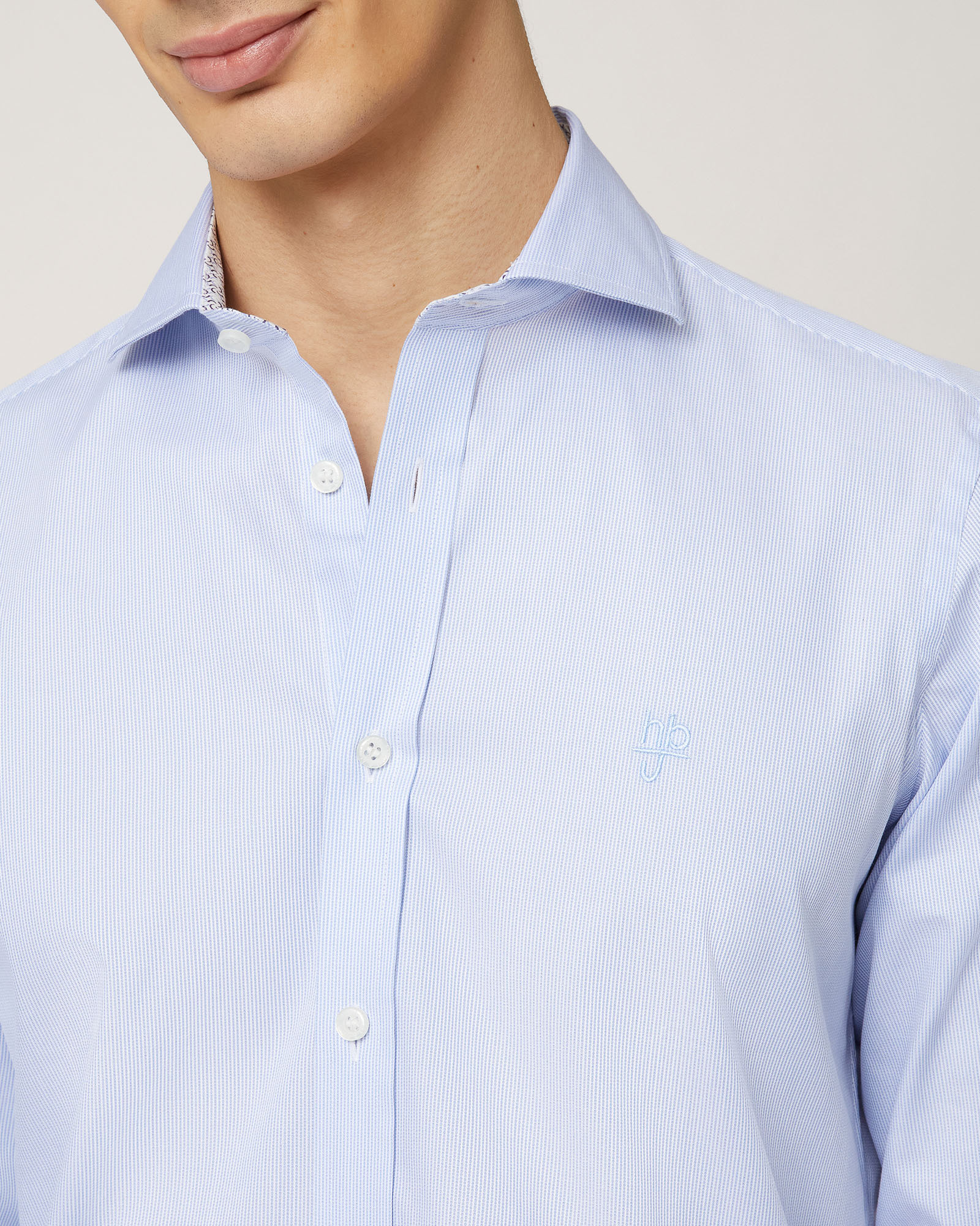Micro-Striped Cotton Shirt, Sport Blue, large image number 2