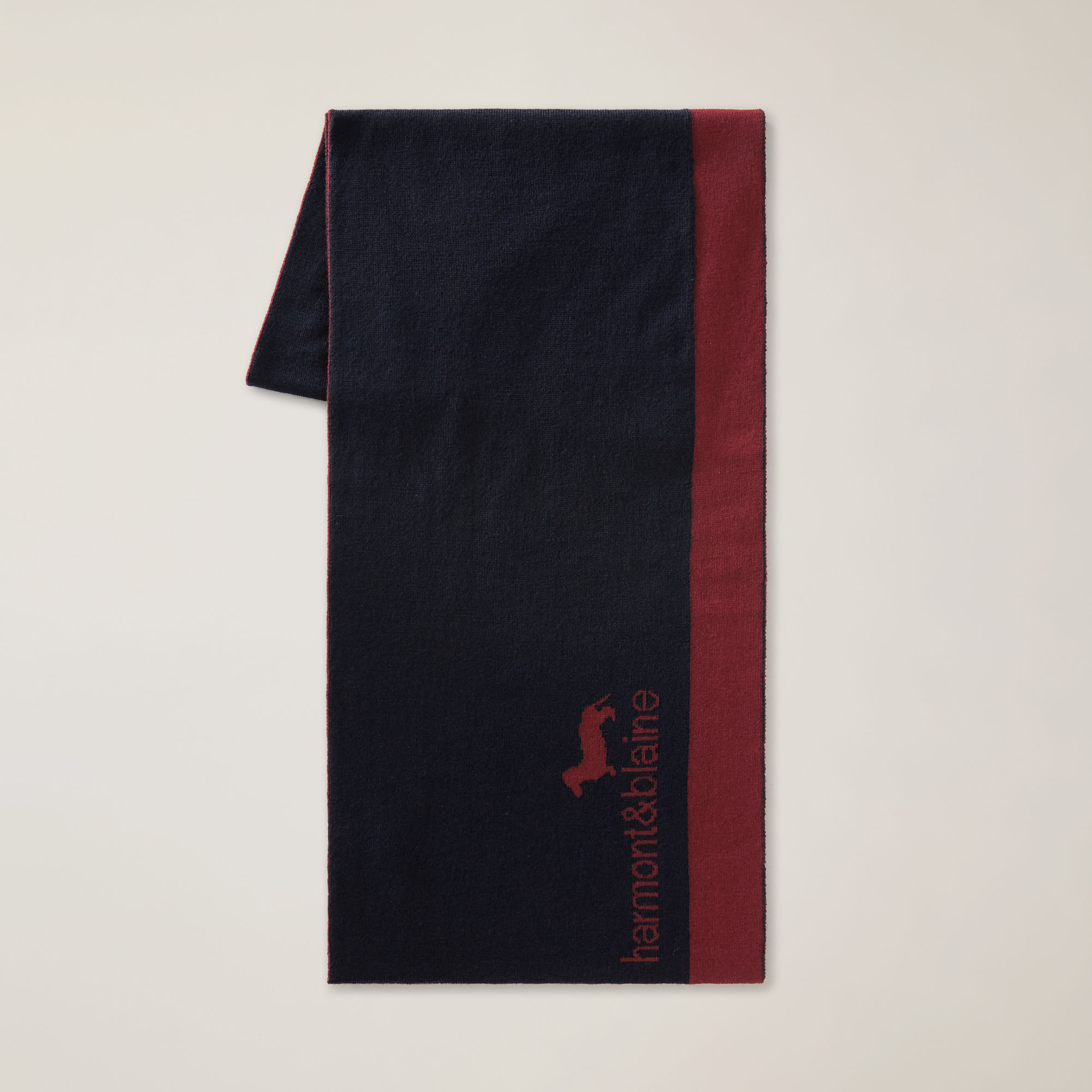 Wool-Blend Scarf With Contrasting Dachshund And Lettering, Blue, large image number 0