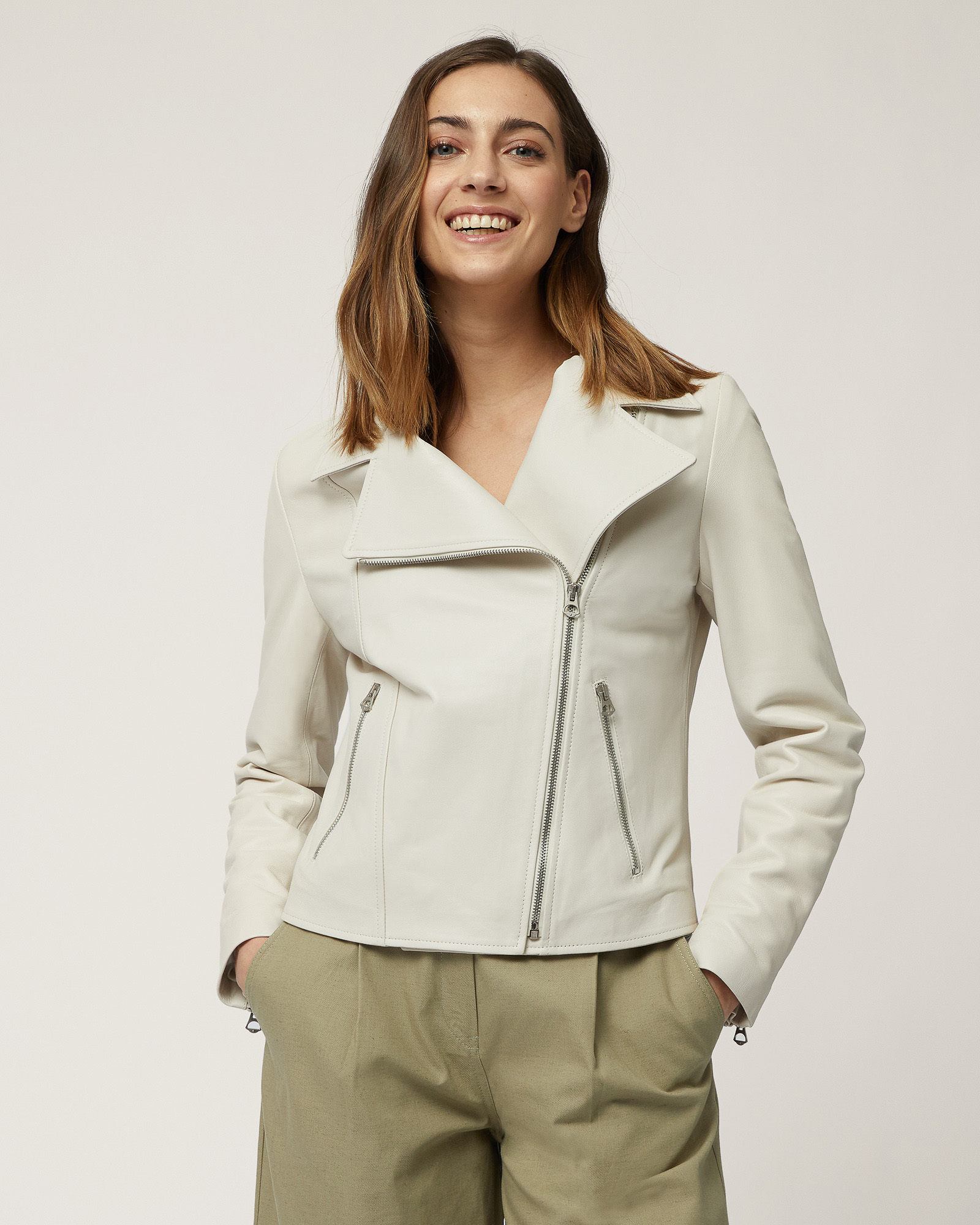 Giubbotto In Vera Pelle, Beige, large image number 0