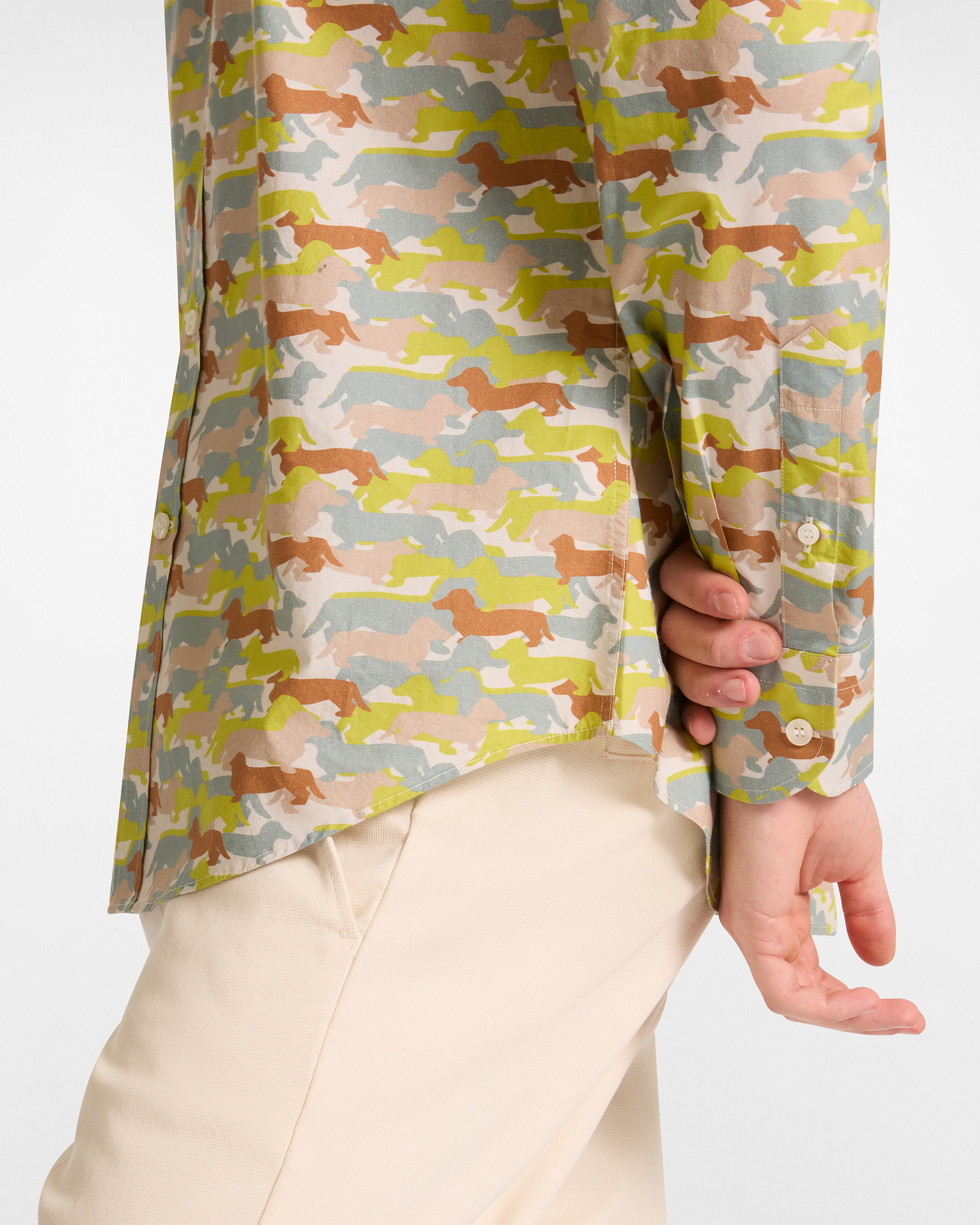 Camicia Con Stampa Bassotti Camouflage, Beige, large image number 2