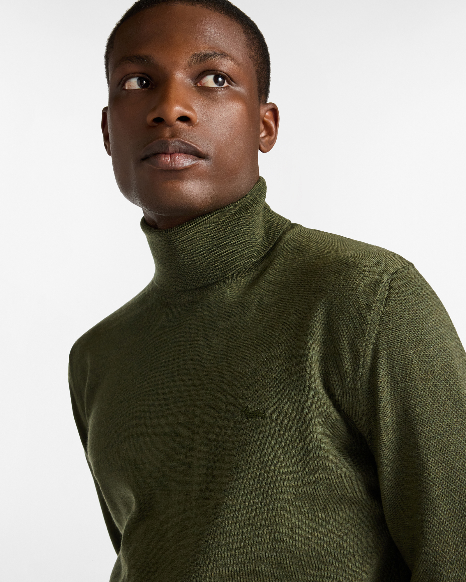 Merino Wool Turtleneck, Olive Green, large image number 2