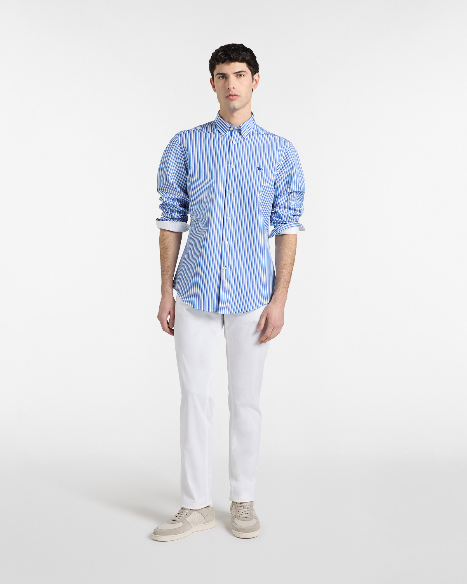 Men's narrow-fit striped shirt, Celeste, large image number 3