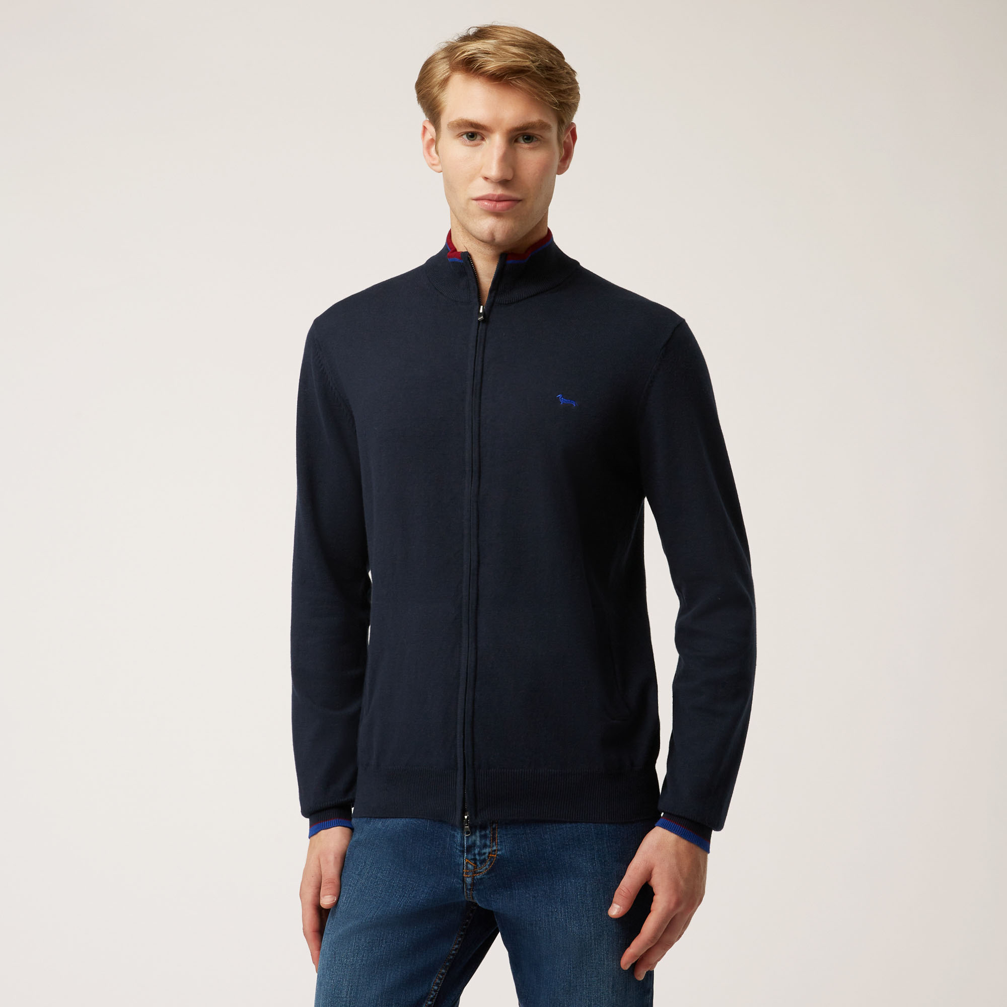 Full-Zip-Sweatshirt Aus Baumwolle Und Wolle, Blau, large image number 0