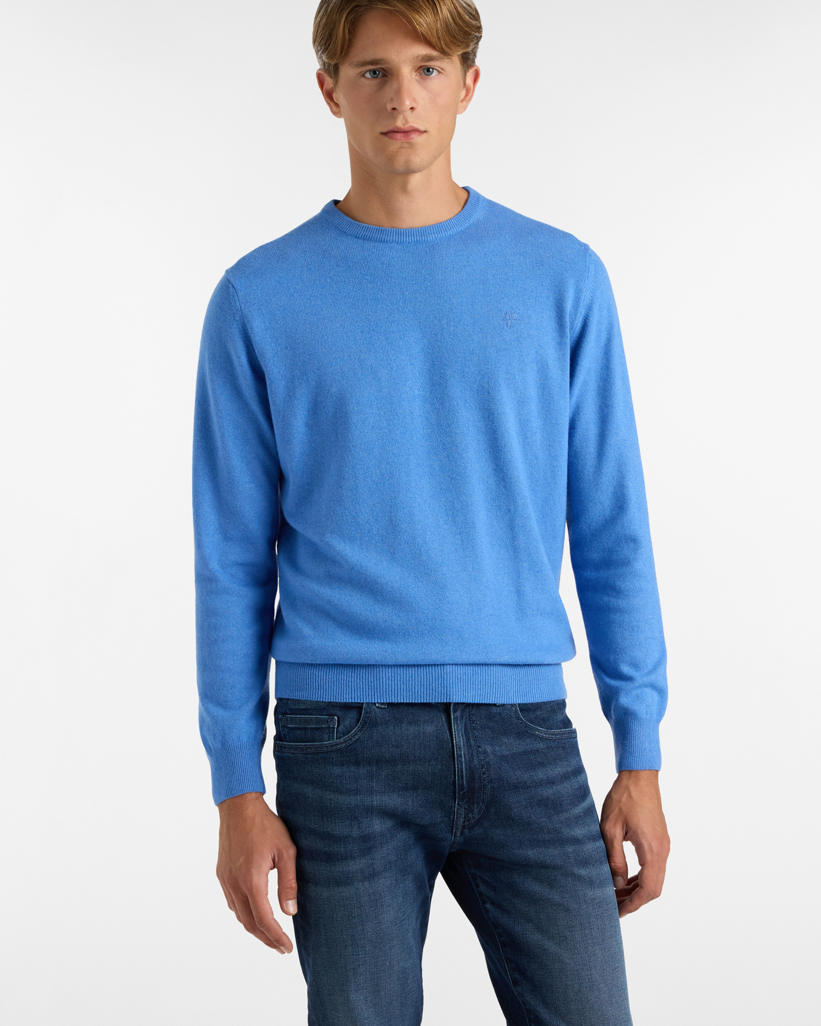 Maglione Girocollo basic, Azzurro, large