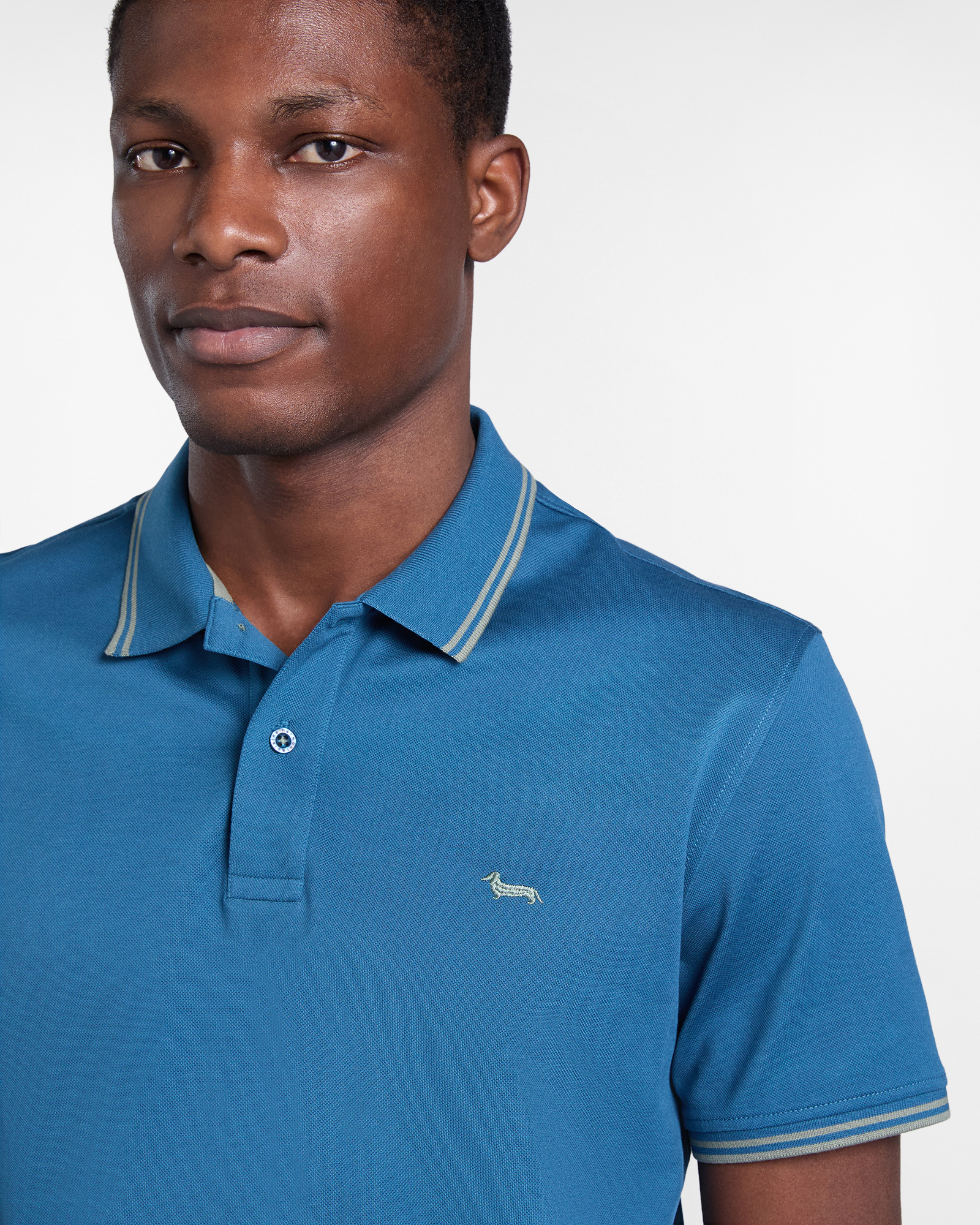 Polo de hombre con detalles de rayas en contraste, Azul, large image number 2