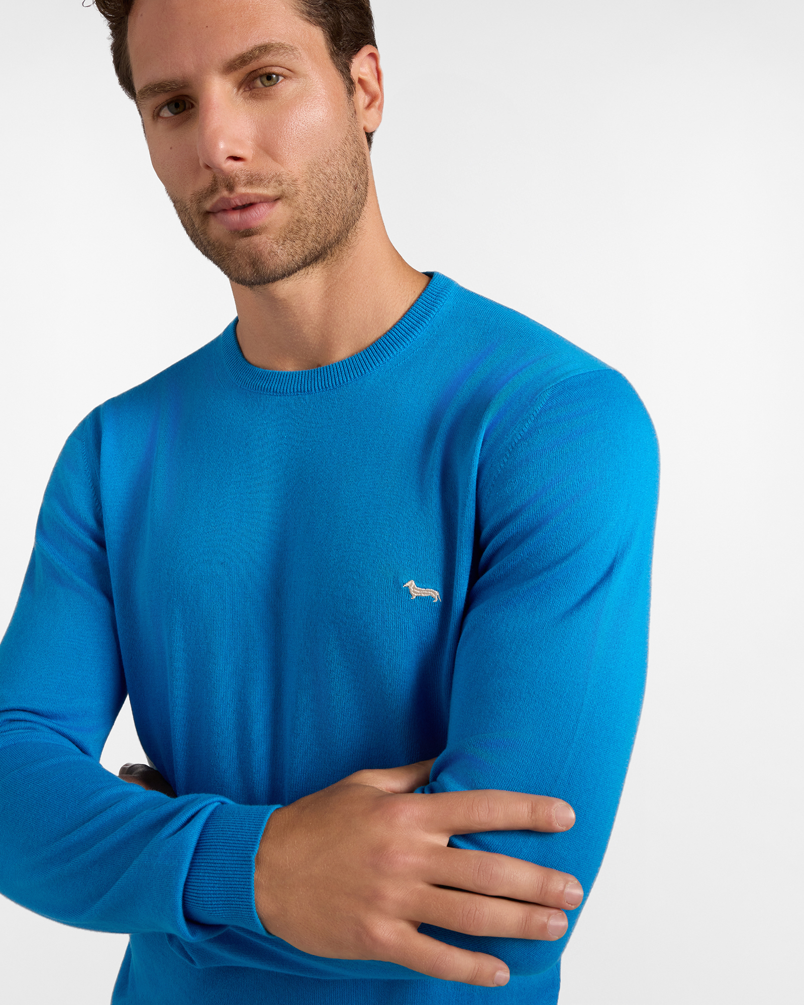 Men's Made in Italy sweater in a  cotton and cashmere blend with regular fit, LIGHT BLUE, large image number 2