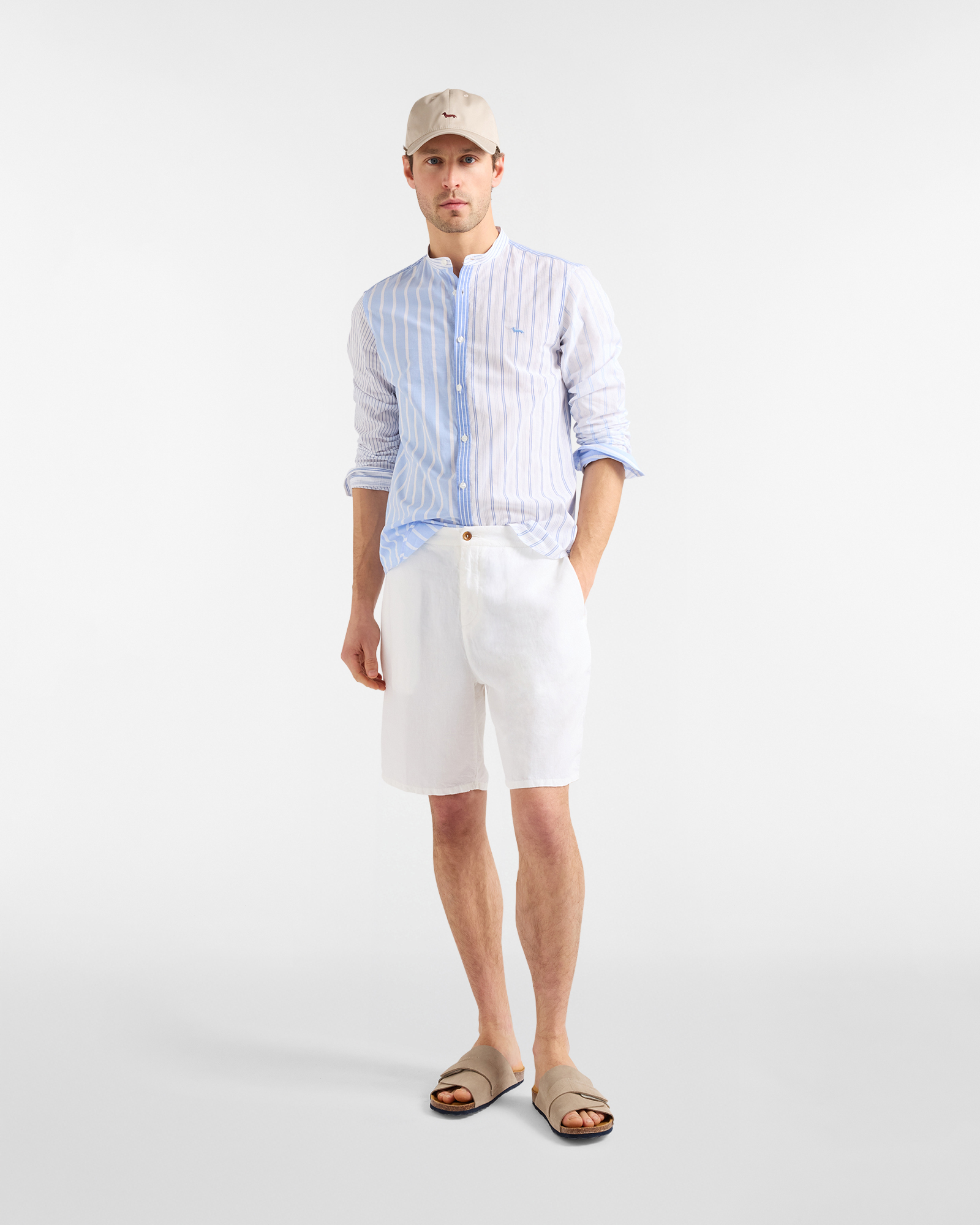 Men's Postcard capsule linen Bermuda shorts, White, large image number 3