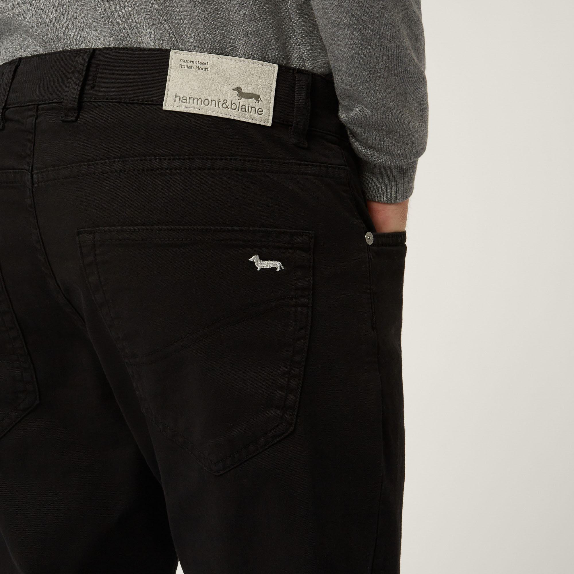 Essentials trousers in plain coloured cotton, Black, large image number 2