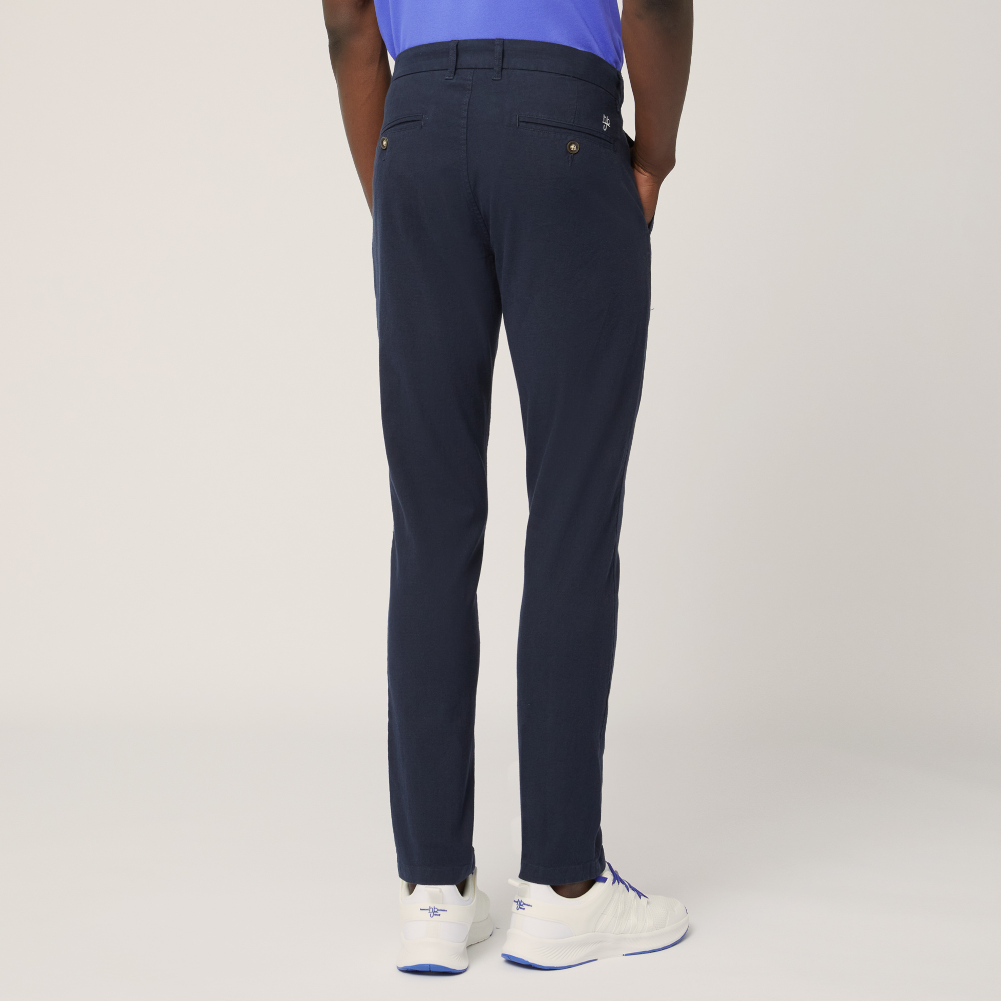 Pantaloni Chino Cotone E Lino, Light Blue, large image number 1