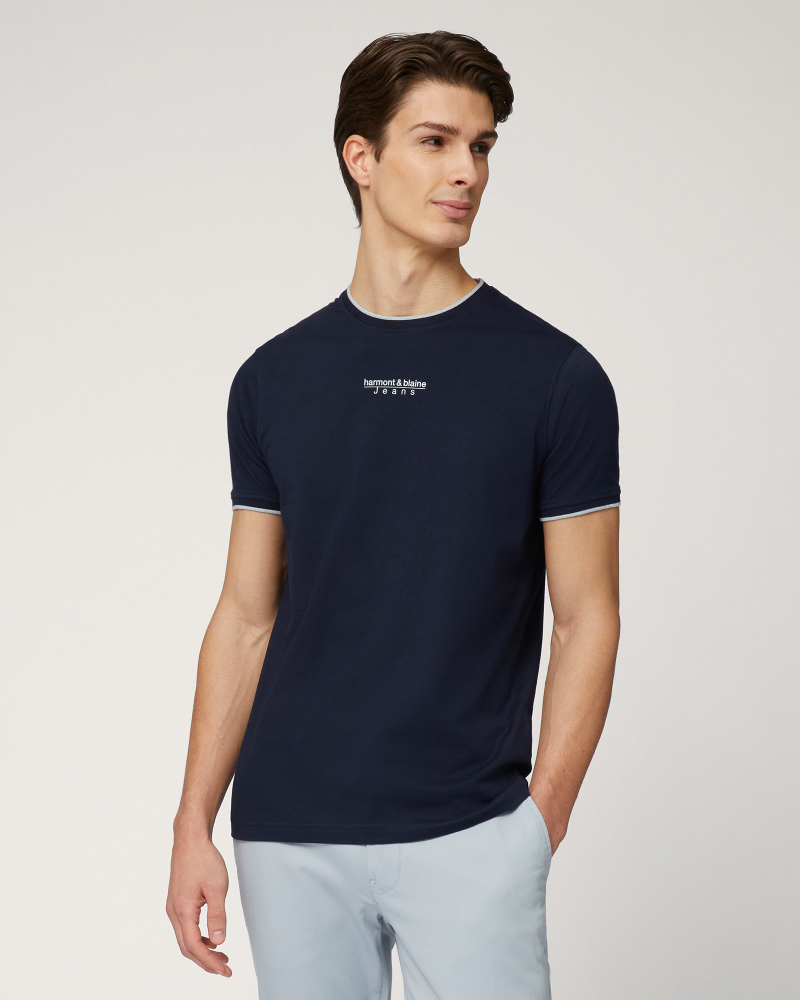 T-Shirt Con Lettering, Blu Scuro, large