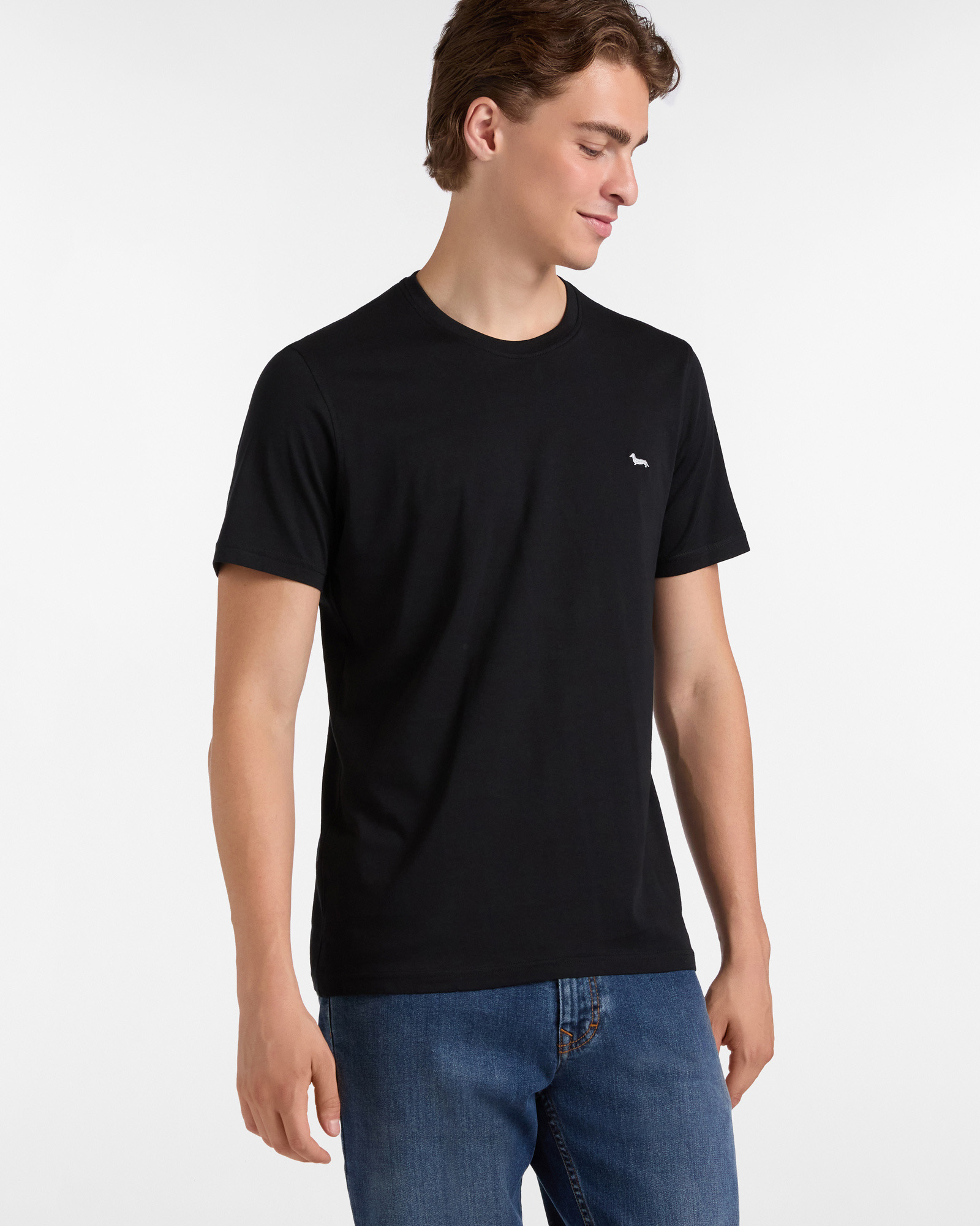 Essentials t shirt in plain coloured cotton, Black, large image number 0