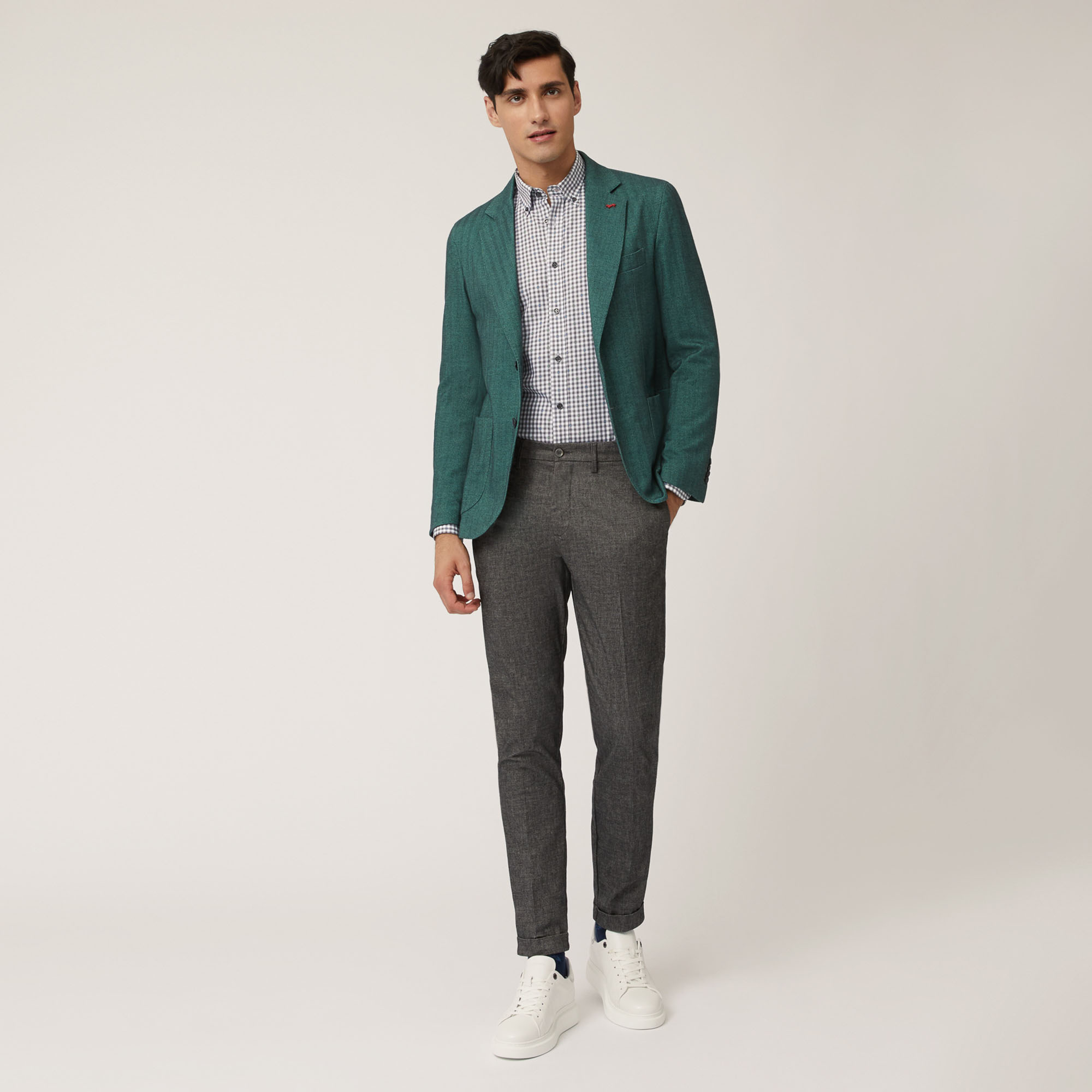 Blazer In Cotone Armaturato, Verde, large image number 3