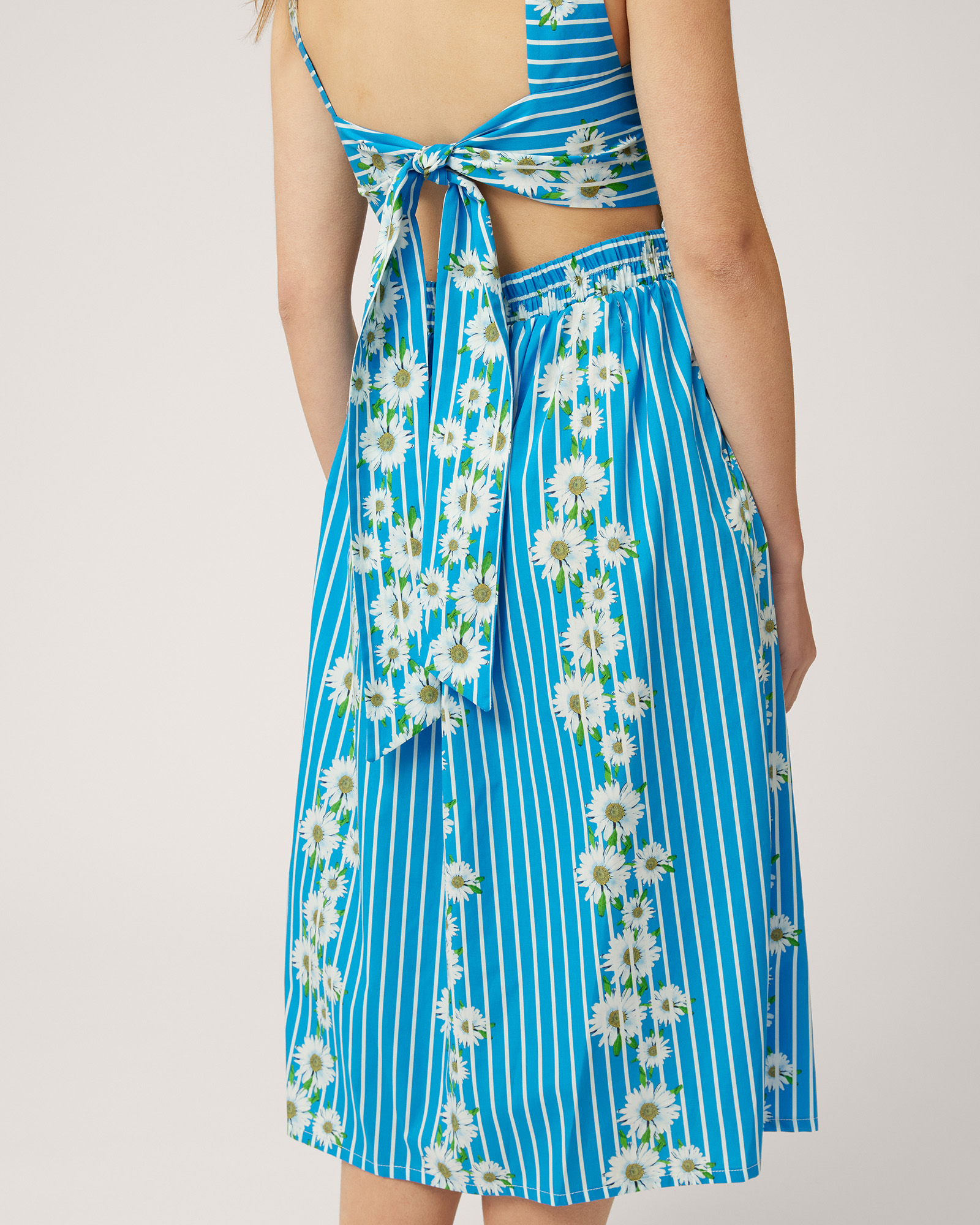 Vestido midi con rayas y margaritas, Celeste, large image number 2